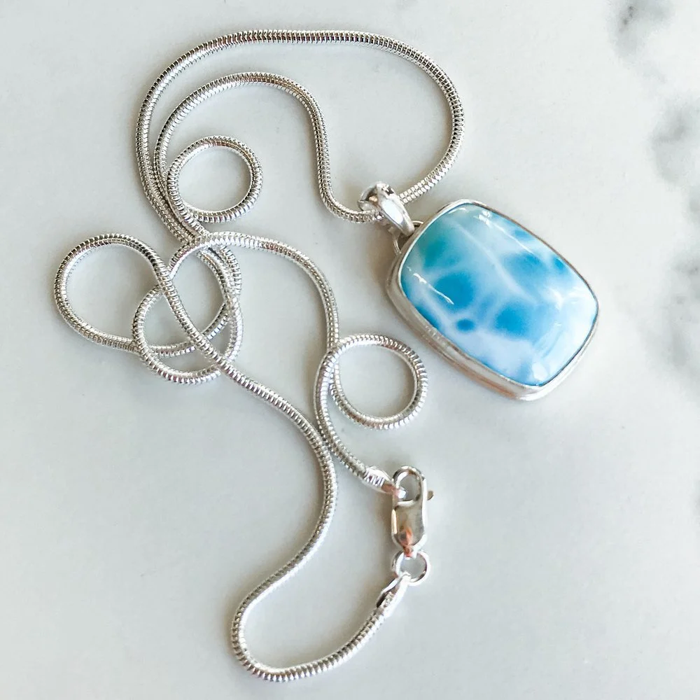 Ebb and flow - larimar and silver necklace