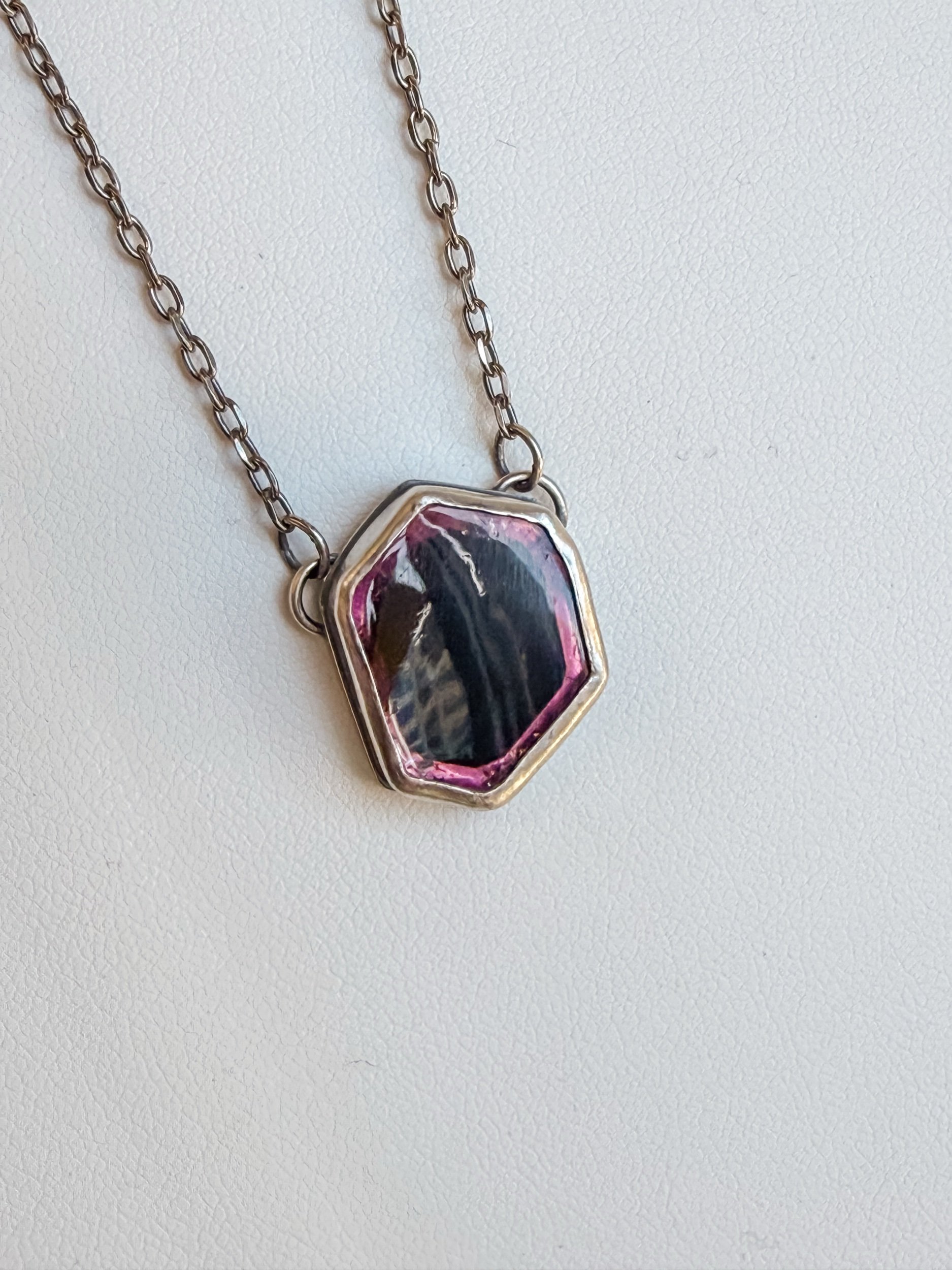 Pink & Black Tourmaline Necklace