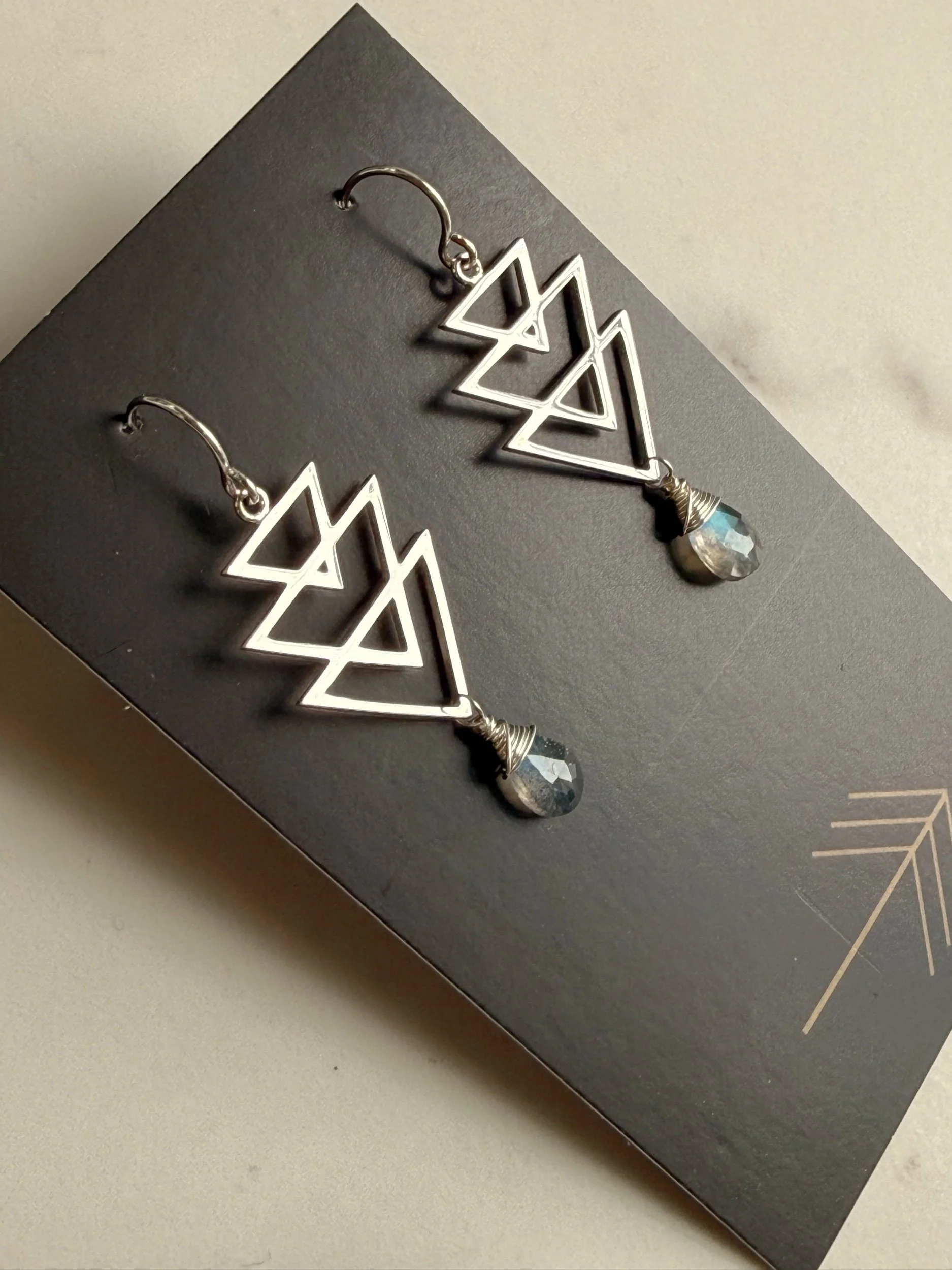Triple Triangle Earrings (Silver)