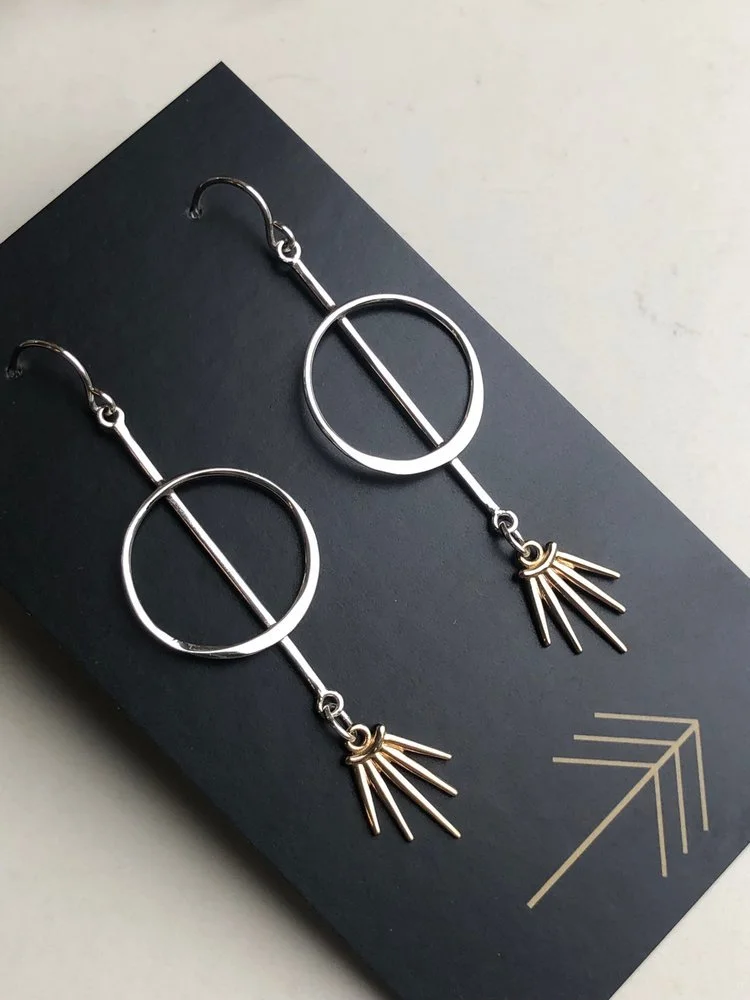 Hoop and Bar Sunburst Earrings