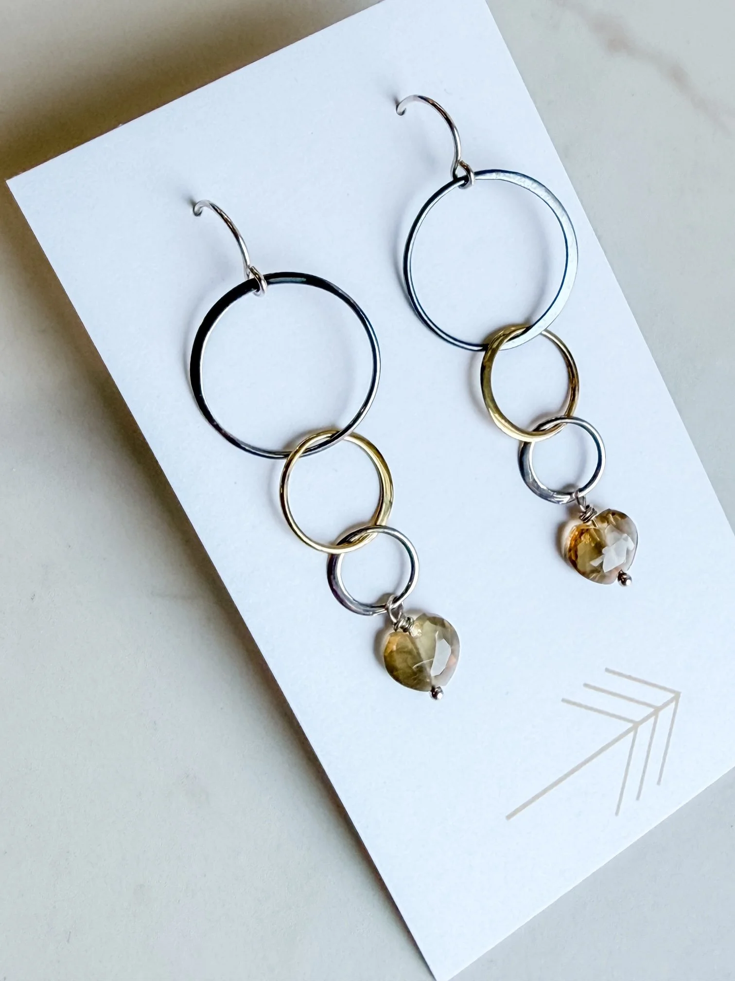 Gemstone Mixed Metal Triple Hoop Earrings