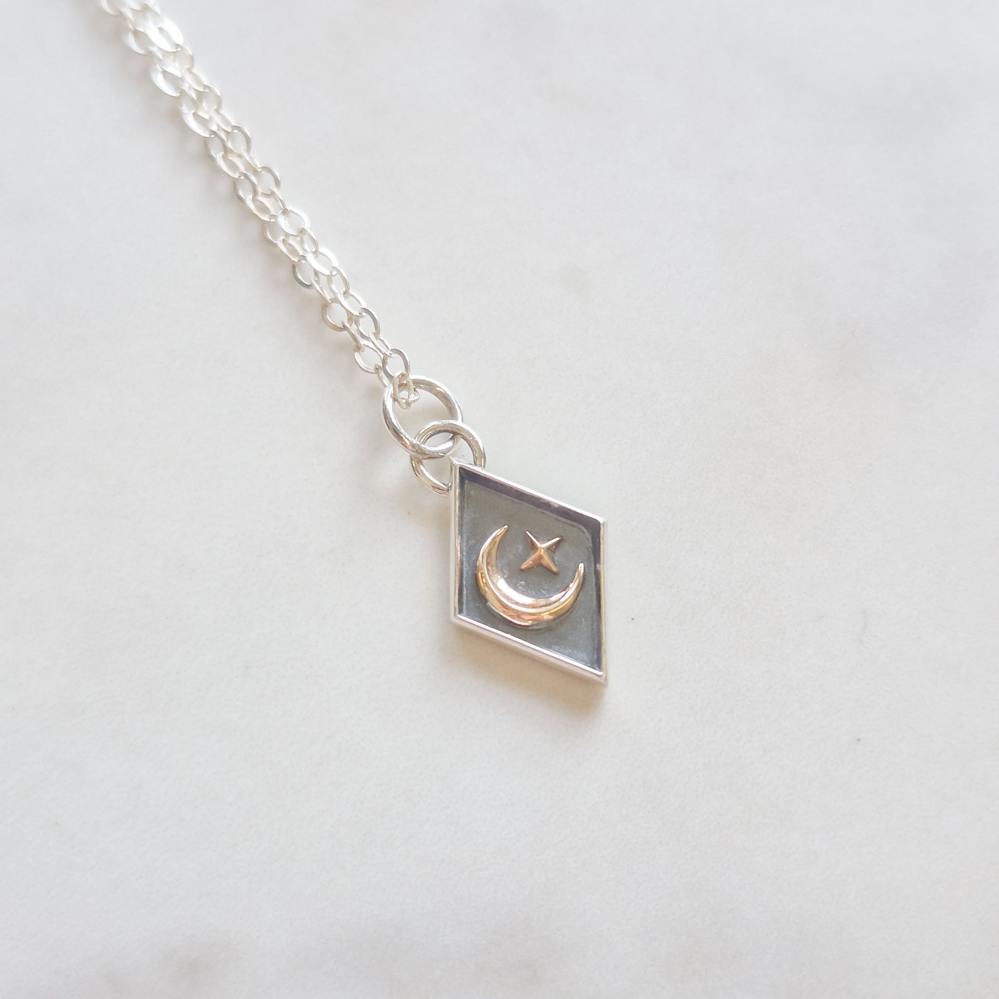 Moon & Star in Diamond Charm Necklace