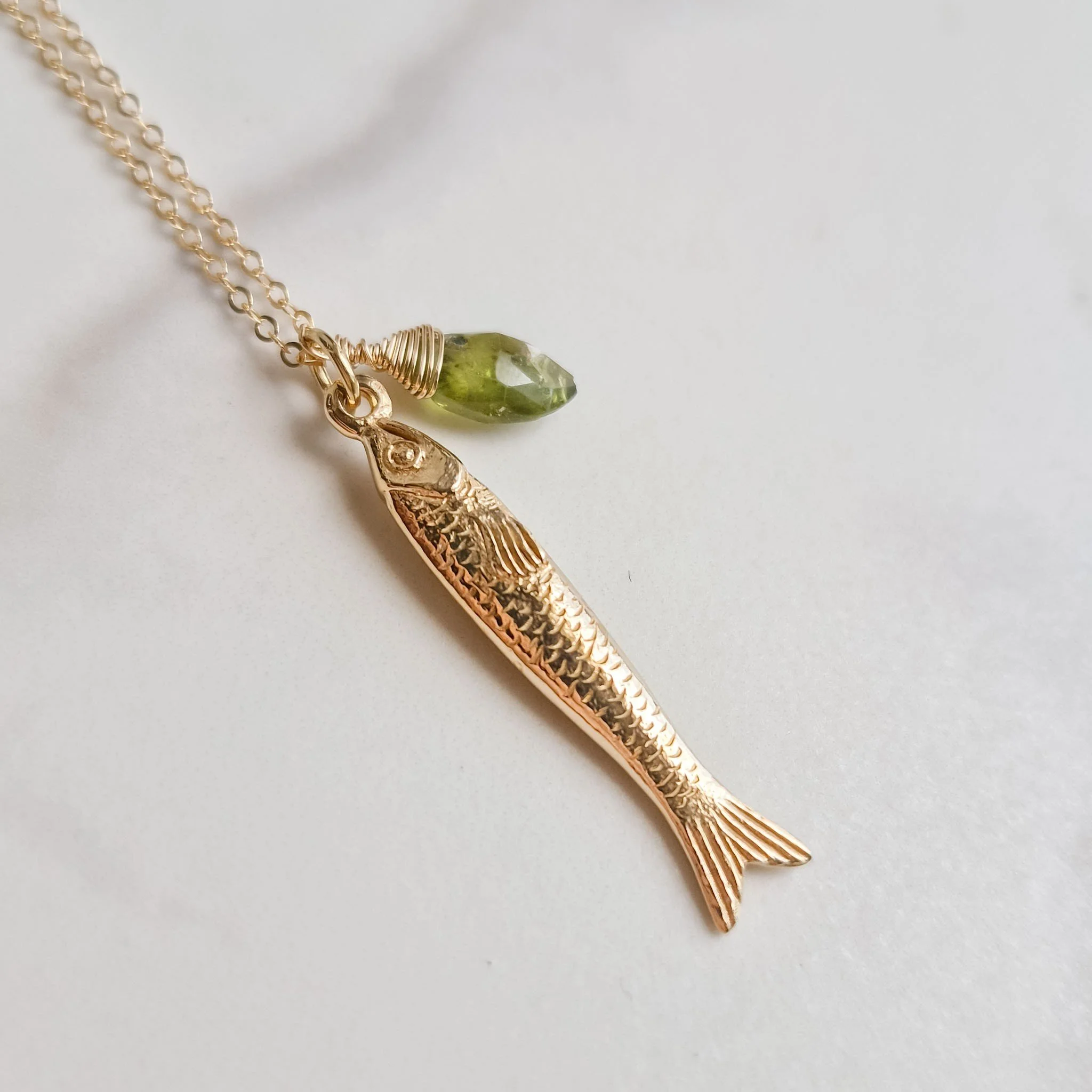 Sardine Charm Necklace (Bronze)
