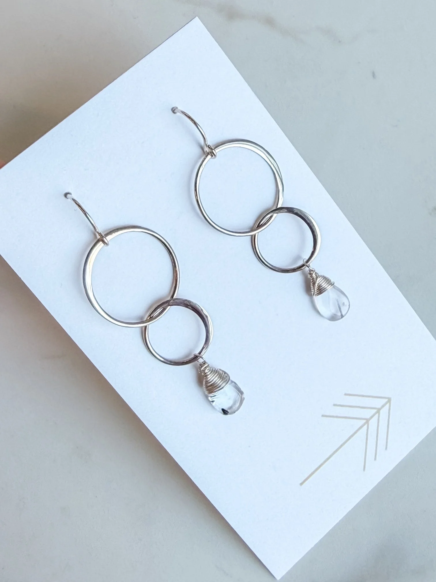 Silver Double Hoop Gemstone Earrings (LG)
