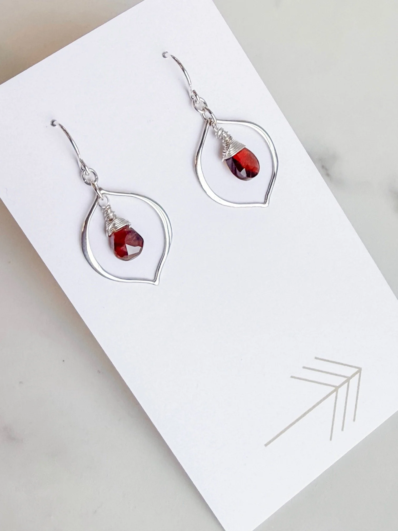 Silver Arabesque Gemstone Earrings (LG)