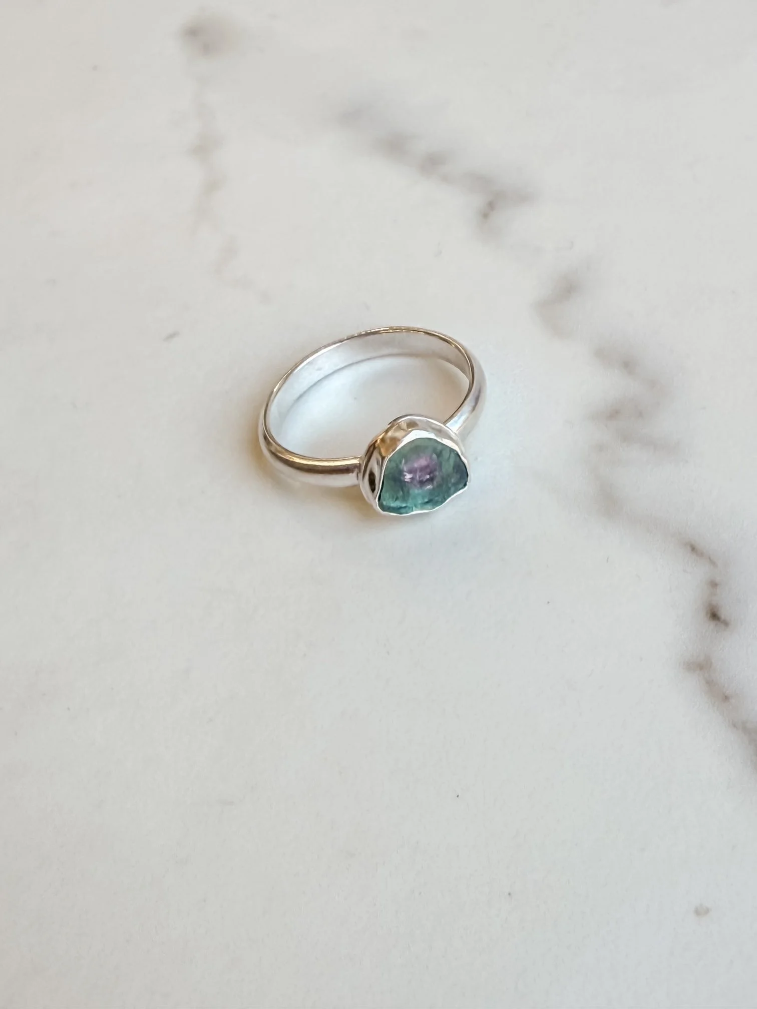 Watermelon Tourmaline Slice Ring