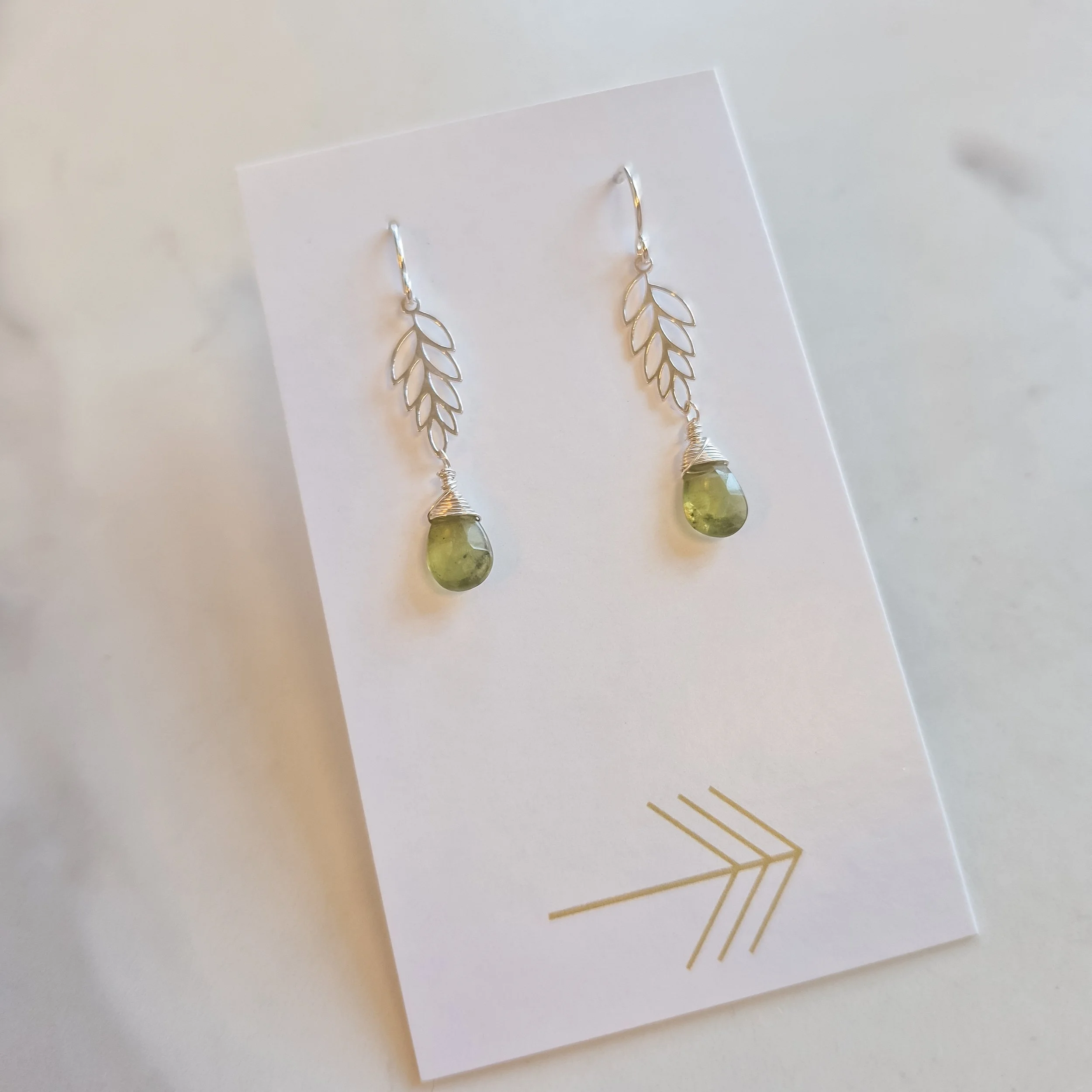 Leafy Gemstone Earrings