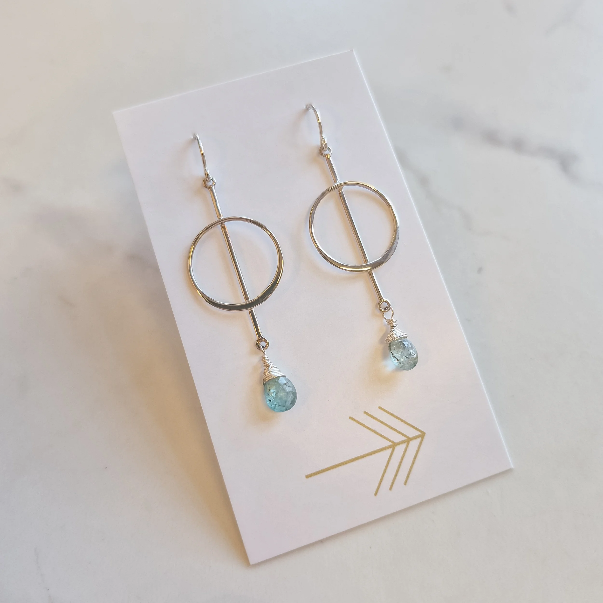 Hoop and Bar Gemstone Earrings