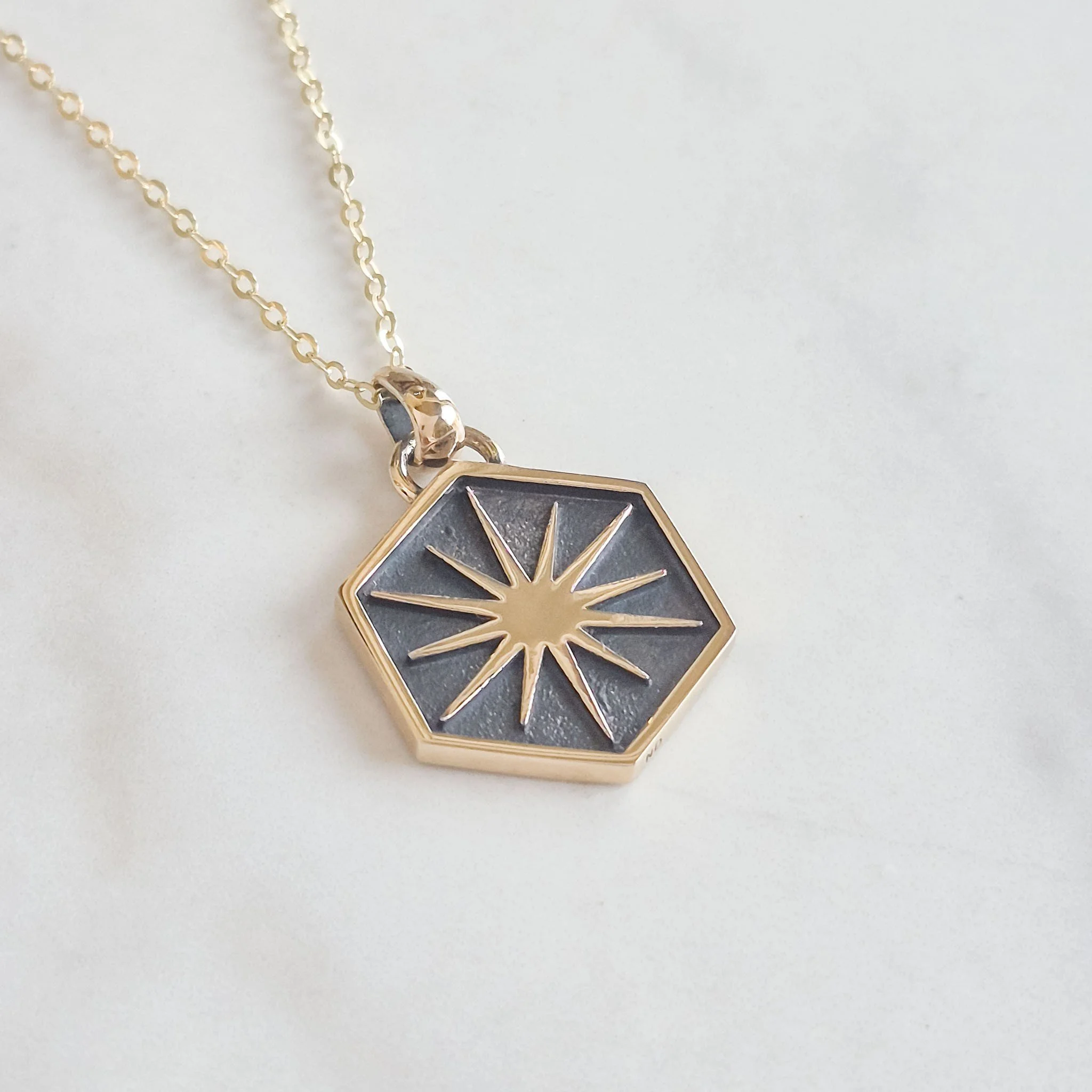 Sun Hex Charm Necklace
