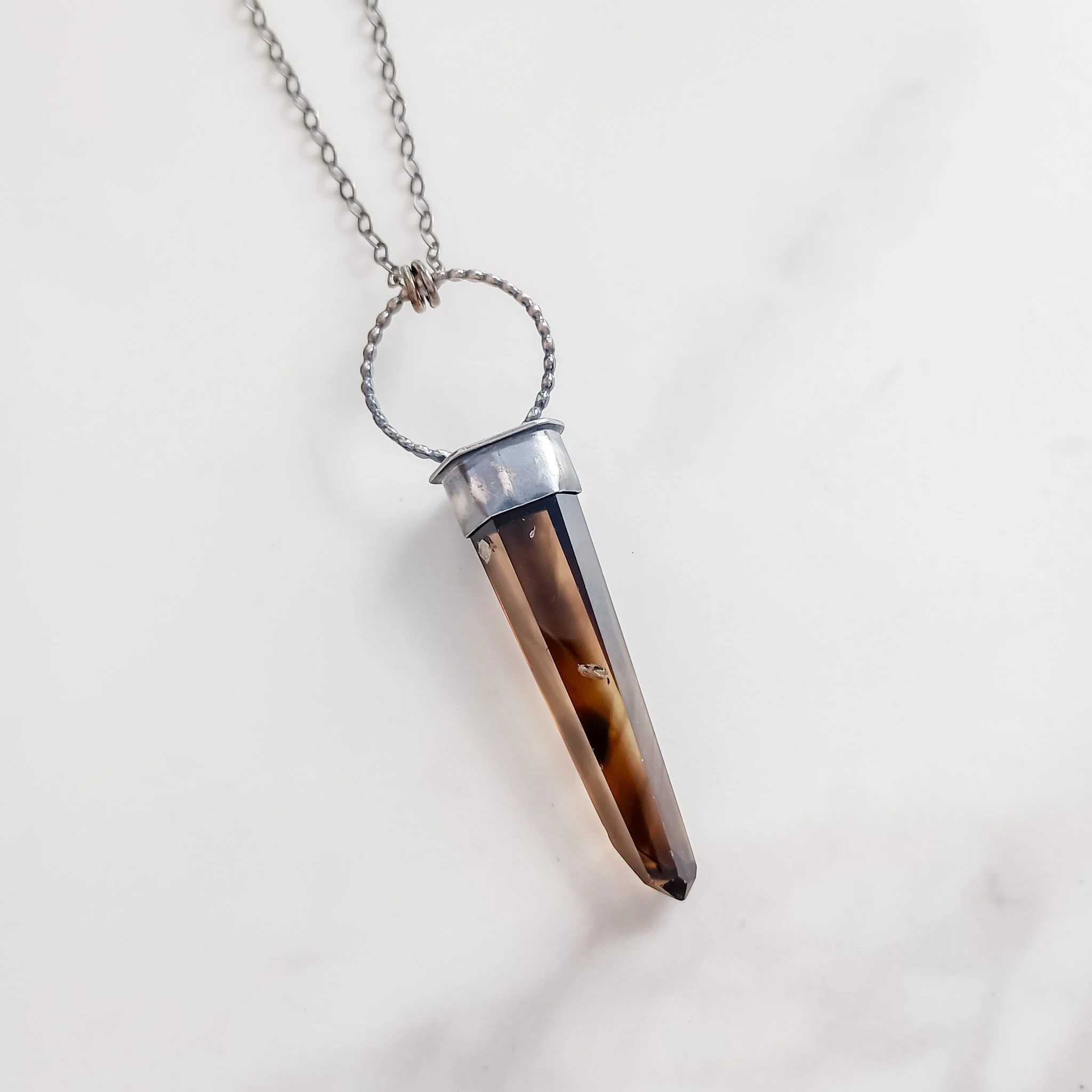 Smoky Citrine Point Necklace (Long)