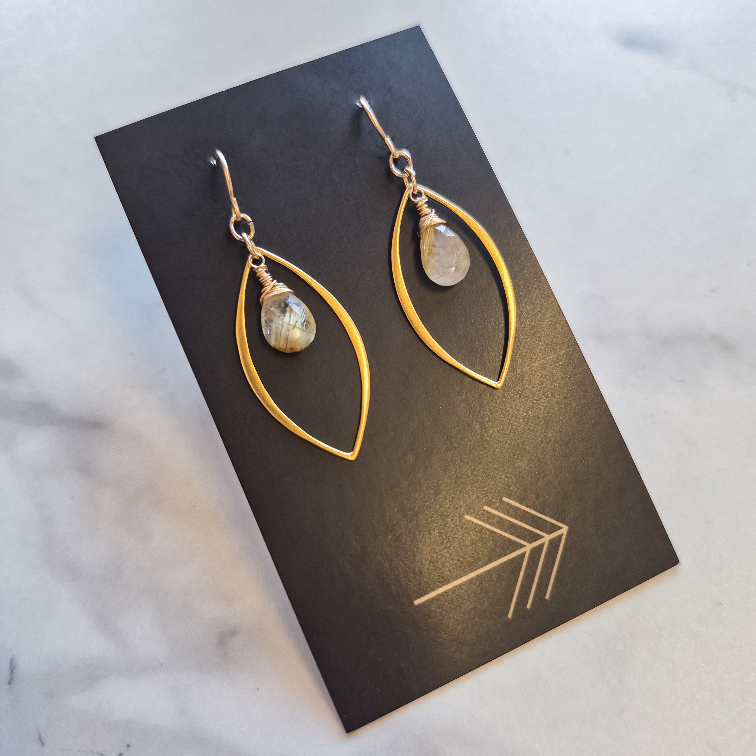 Gold Marquis Gemstone Earrings (Large)