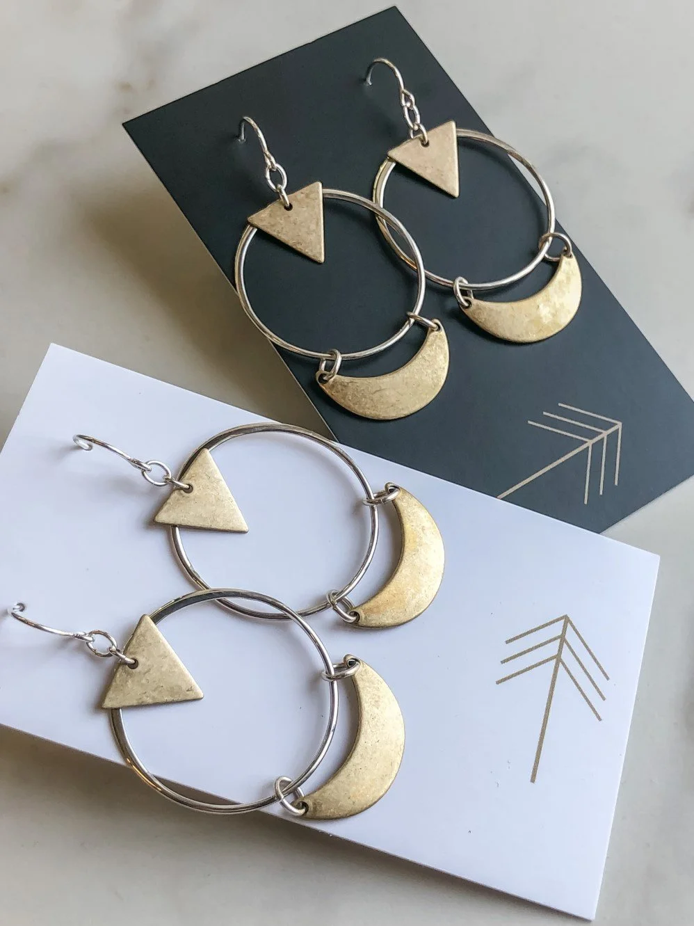 Hoop, Crescent & Triangle Earrings