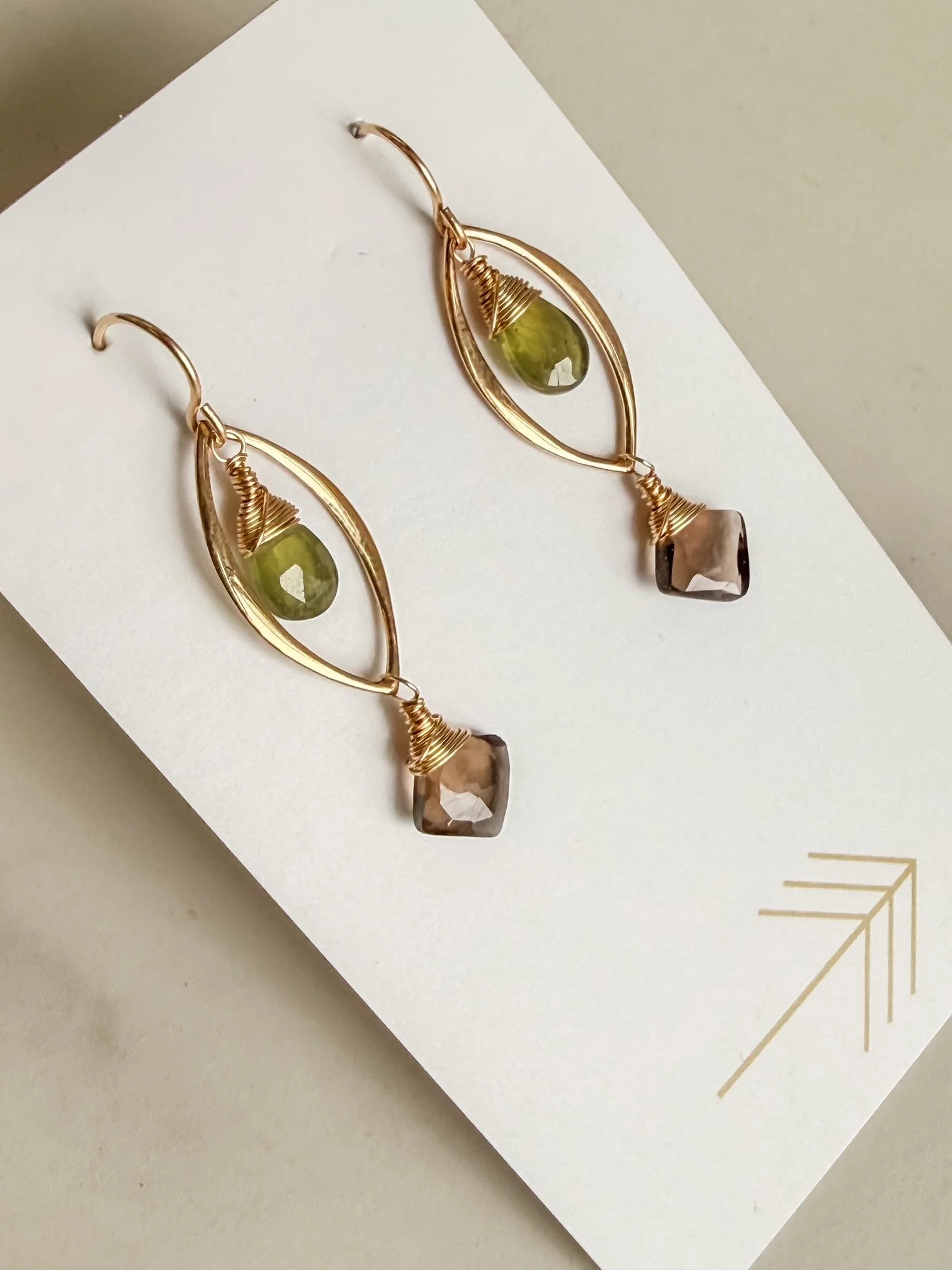 Gold Marquis Mixed Gemstone Earrings
