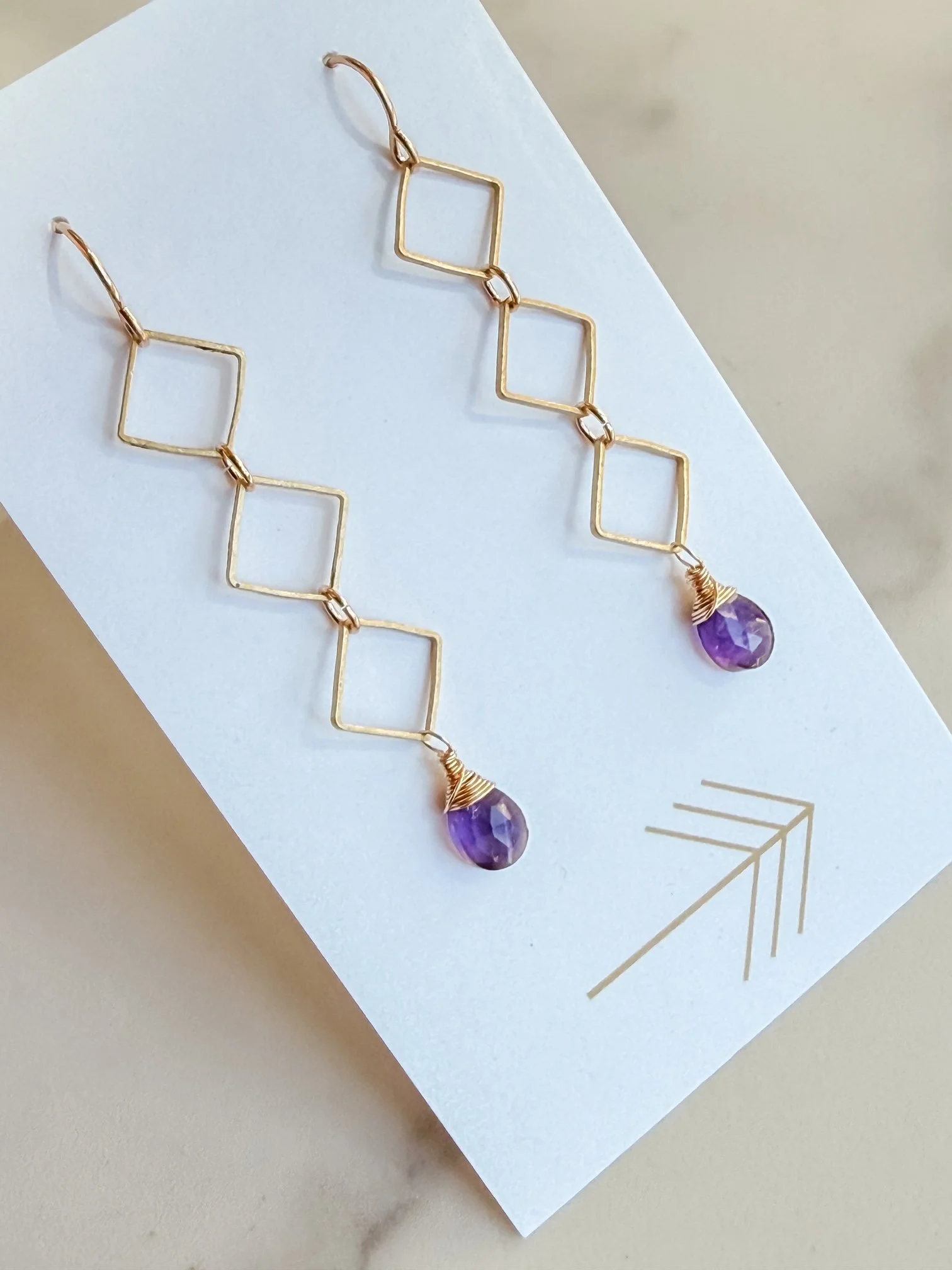 Triple Diamond Gemstone Earrings