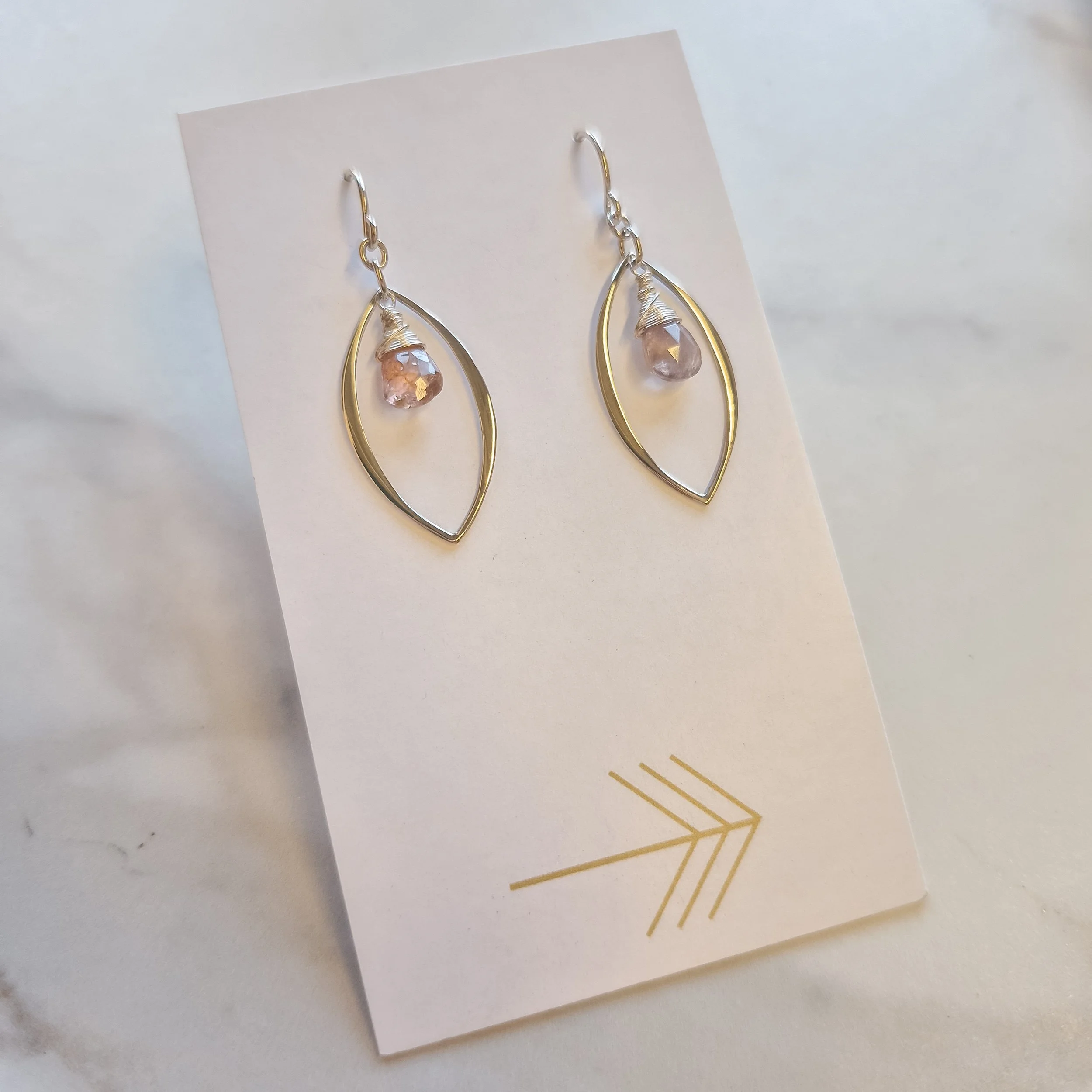 Silver Marquis Gemstone Earrings (LG)