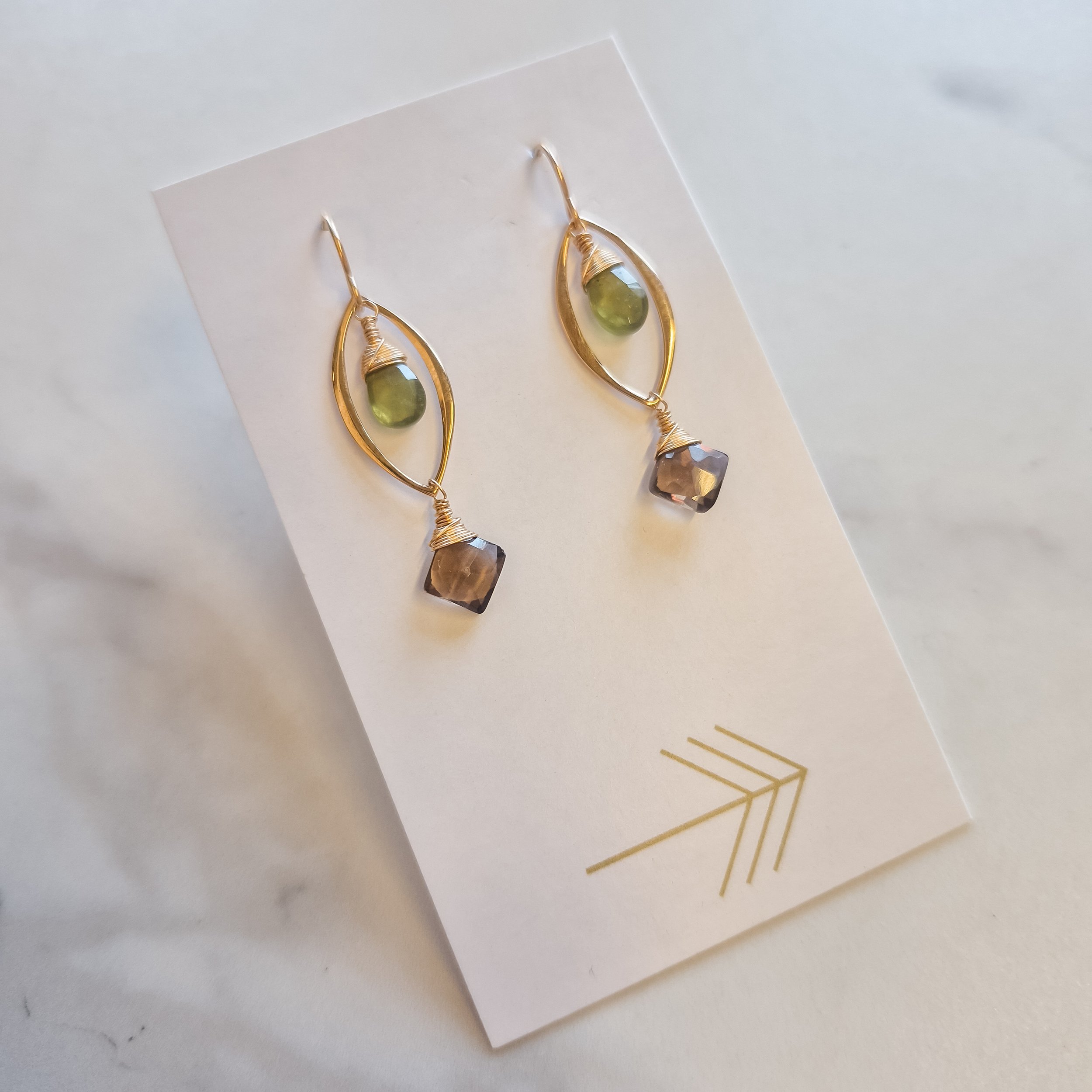 Gold Marquis Mixed Gemstone Earrings