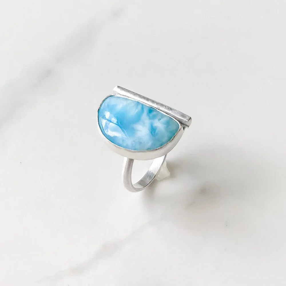 Where sea meets sky - Larimar and silver ring
