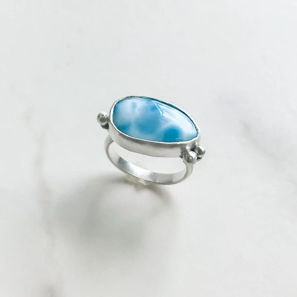 Coming up for air - larimar & silver ring