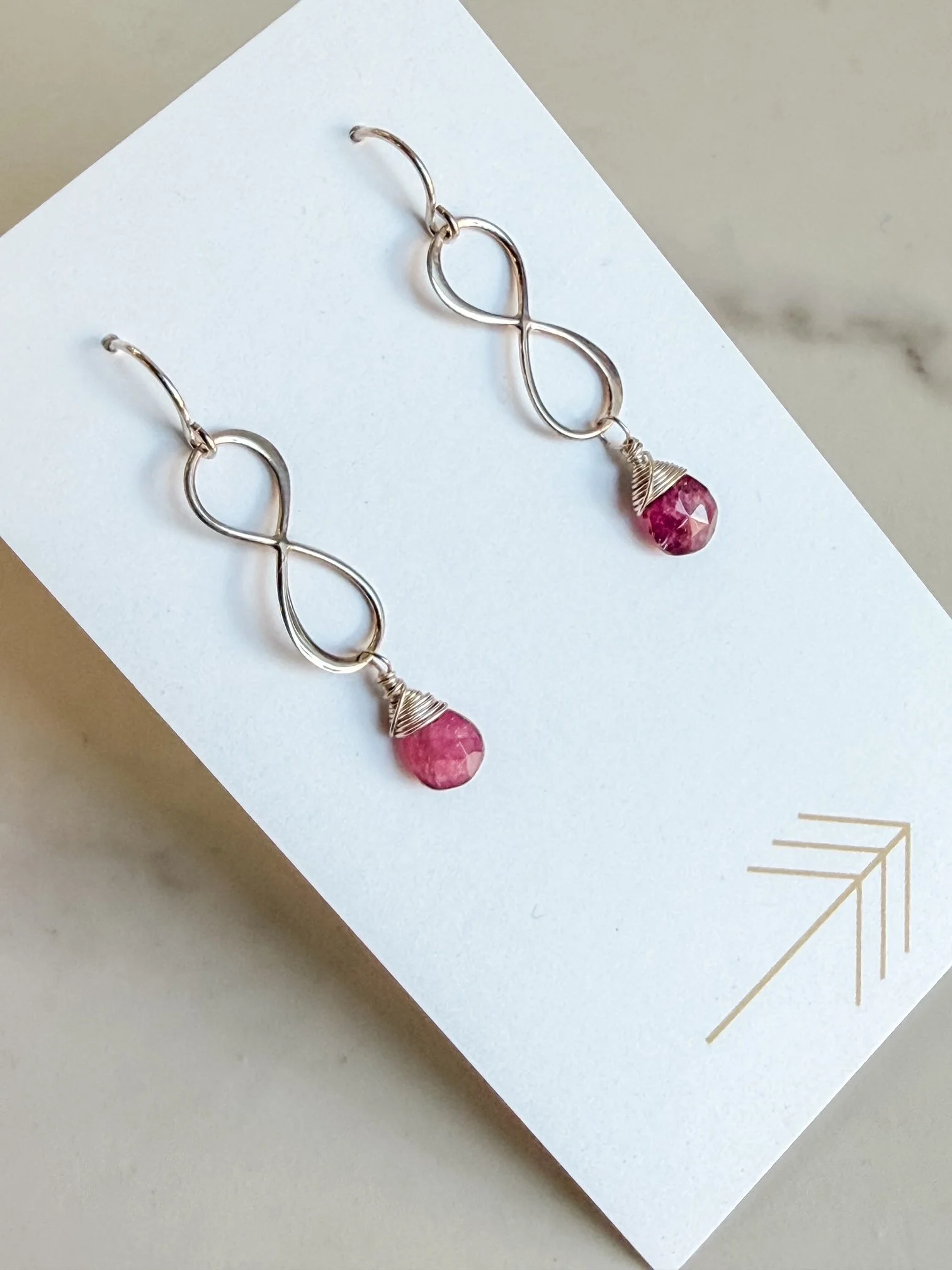 Silver Infinity Gemstone Earrings