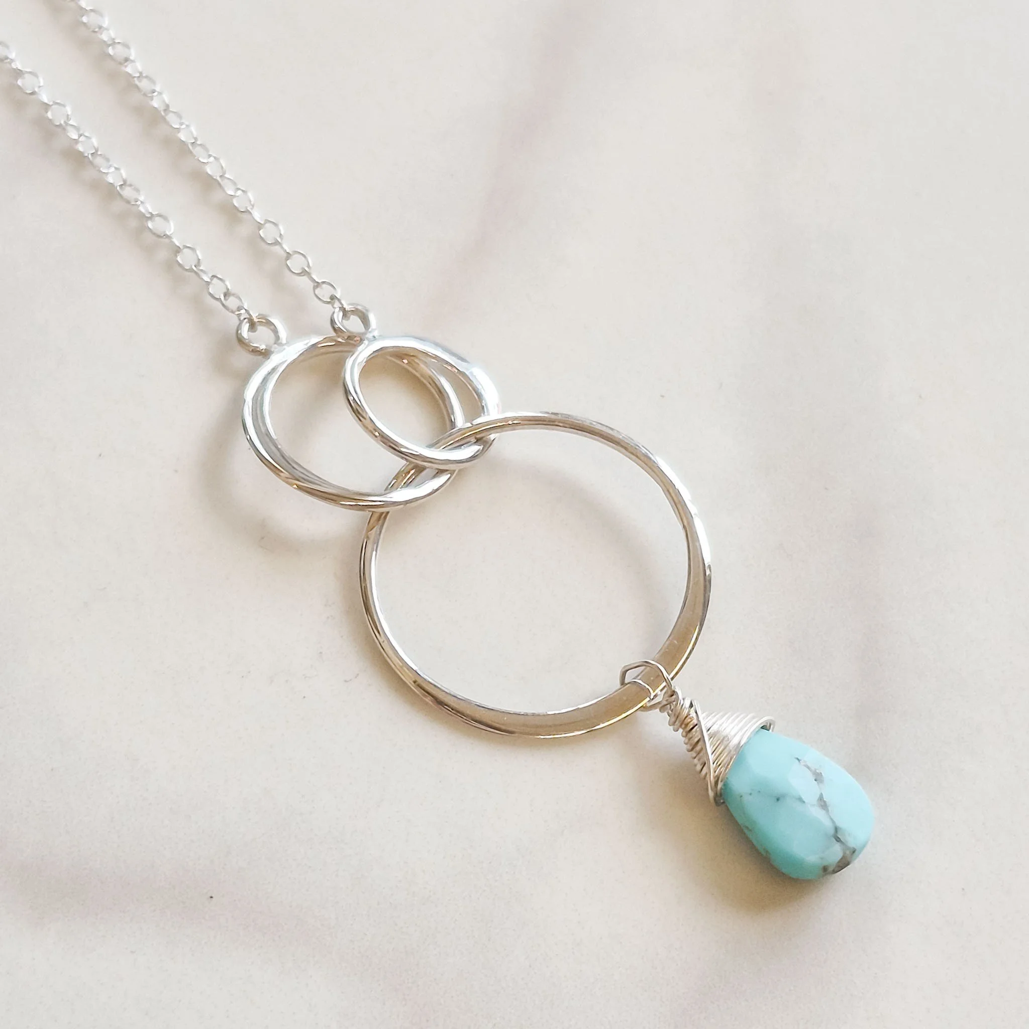 Mojave Blue Copper Turquoise Triple Hoop Necklace