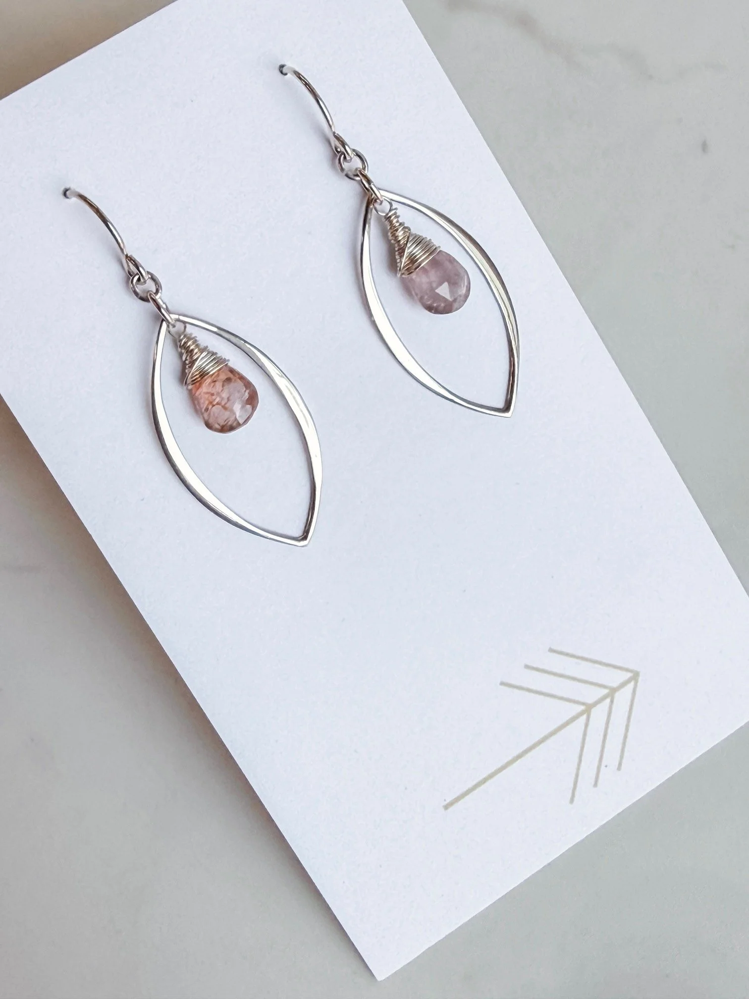 Silver Marquis Gemstone Earrings (Large)