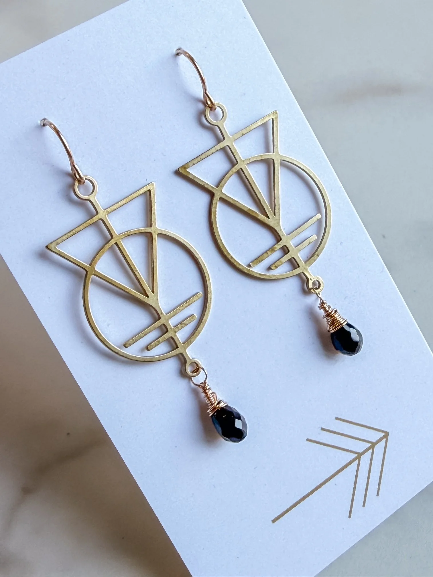 Deco Triangle Circle and Bars Earrings