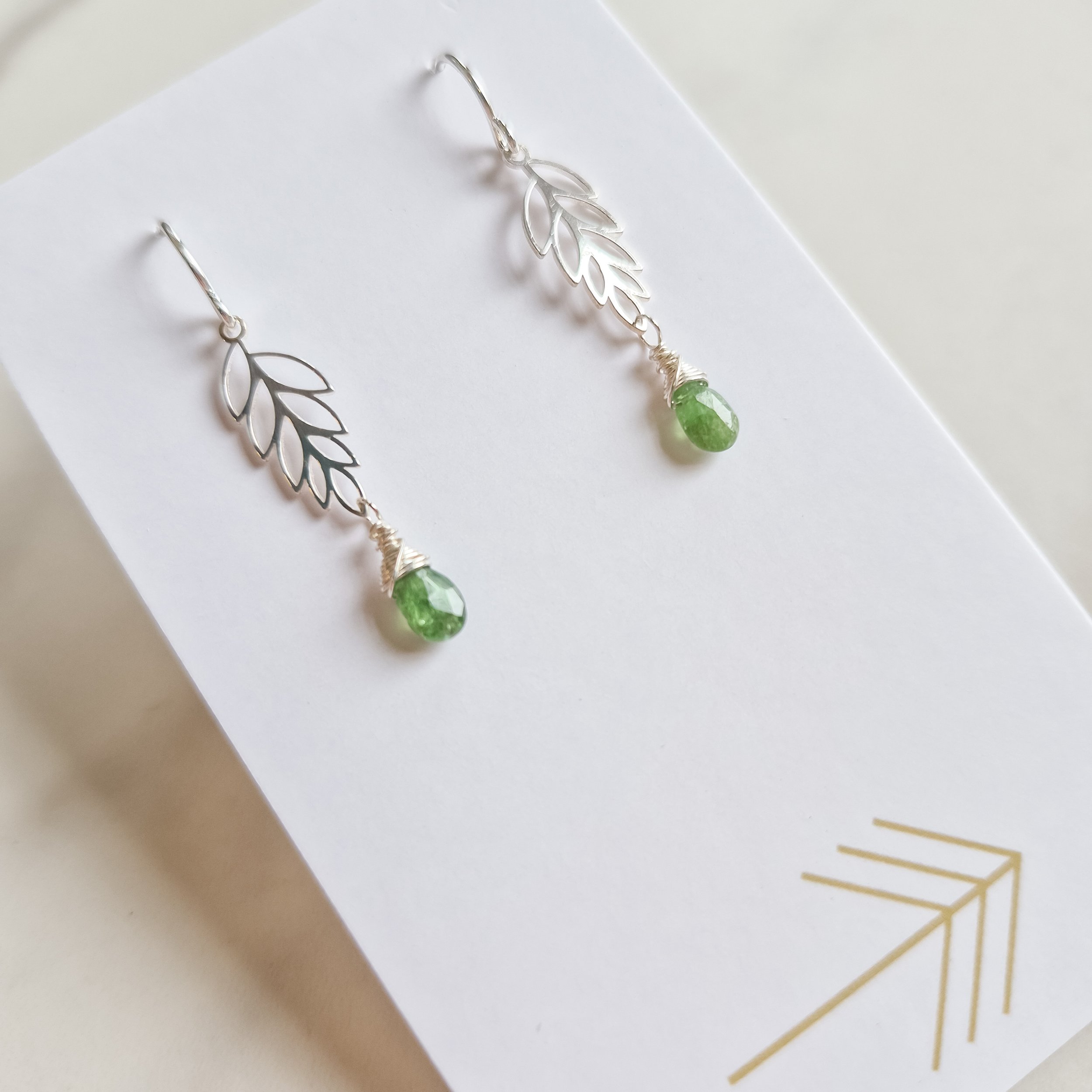 Leafy Gemstone Earrings