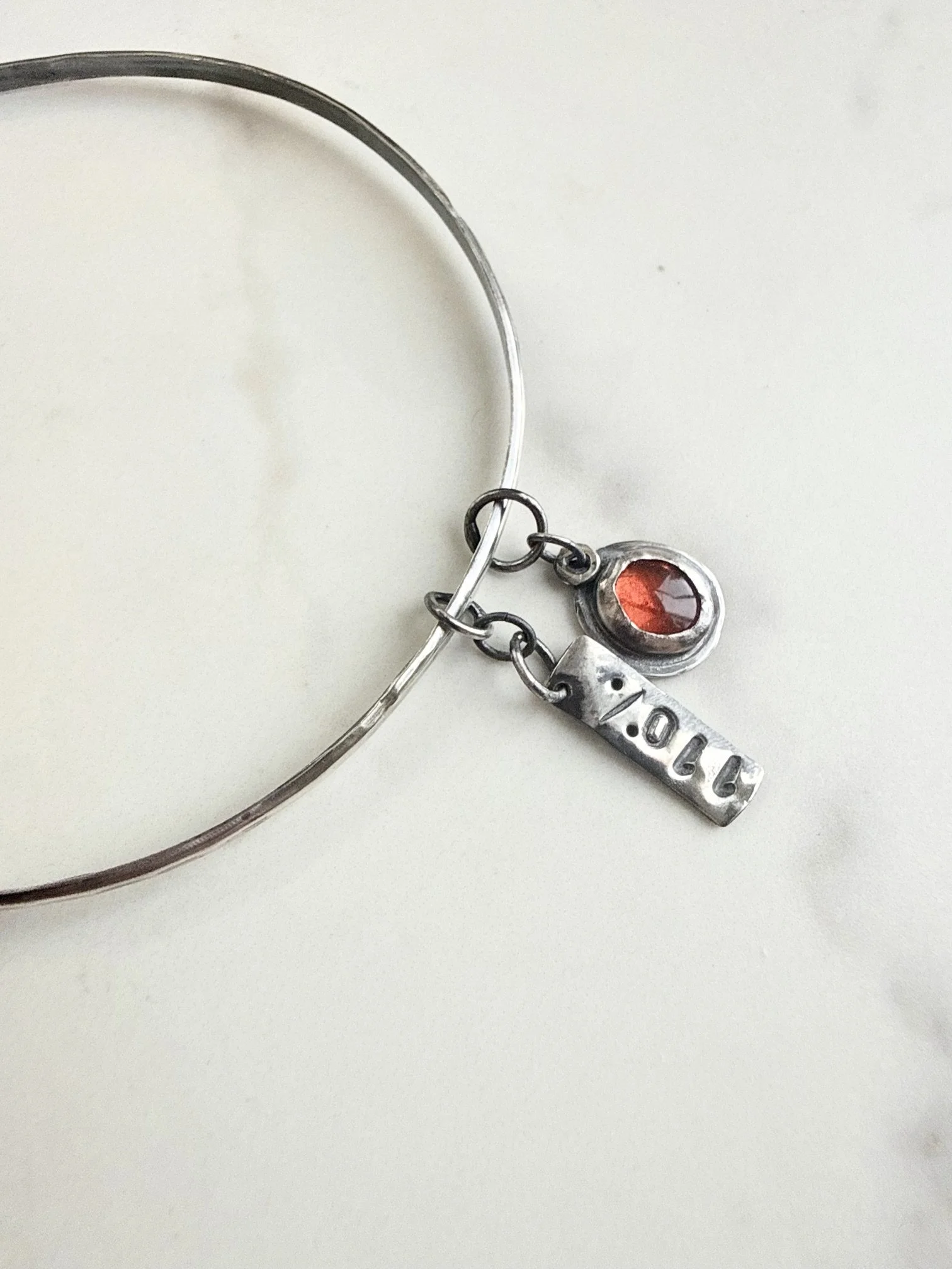 110% Carnelian Bangle Charm Bracelet