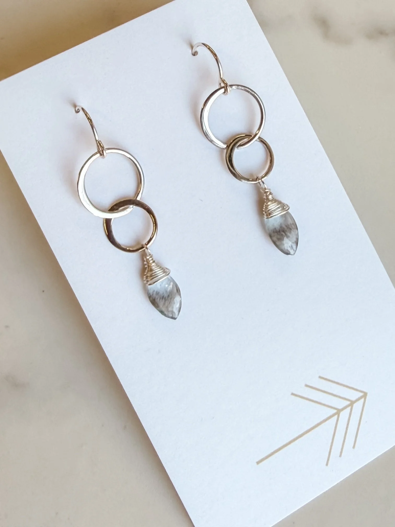 Silver Double Hoop Gemstone Earrings (SM)