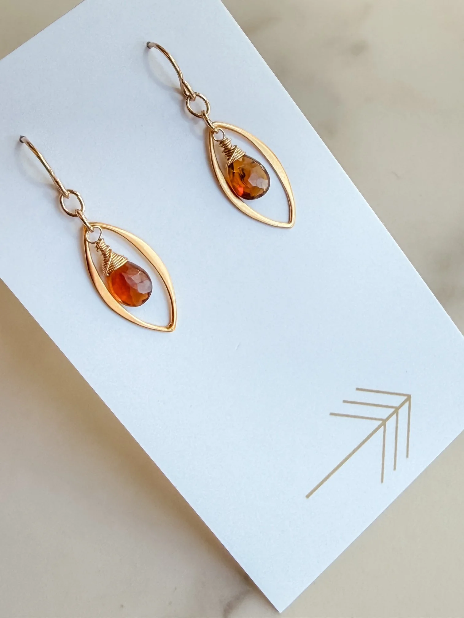 Gold Marquis Gemstone Earrings (Small)
