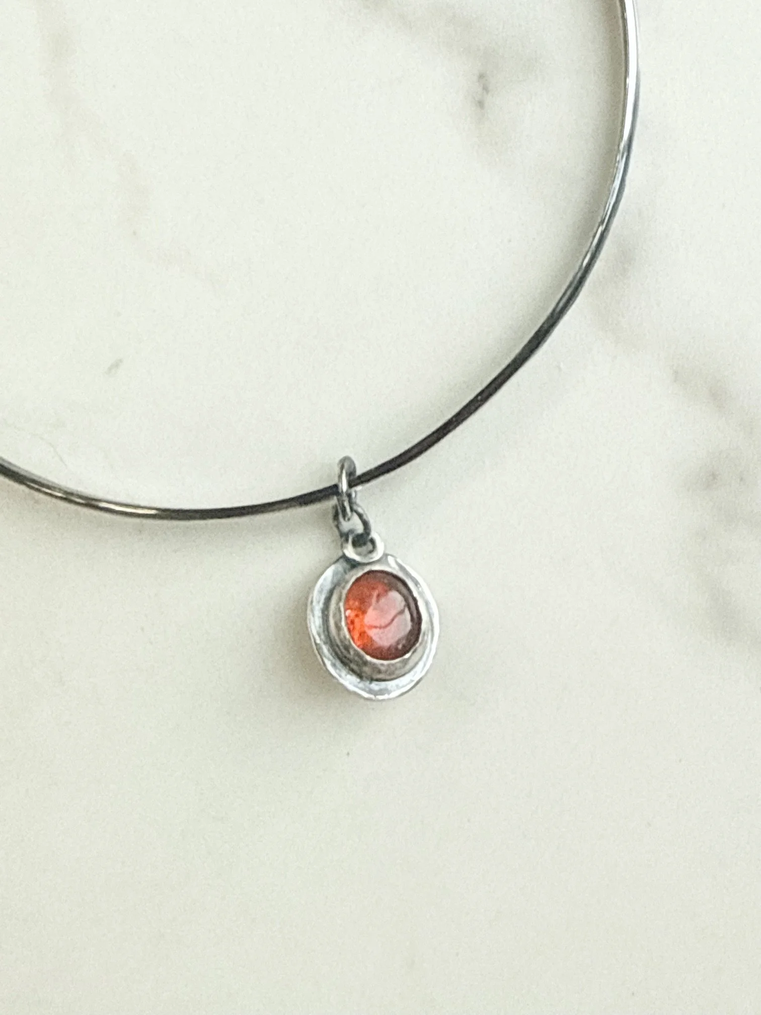 Tiger Season Carnelian and Amethyst Double Sided Bangle Charm Bracelet
