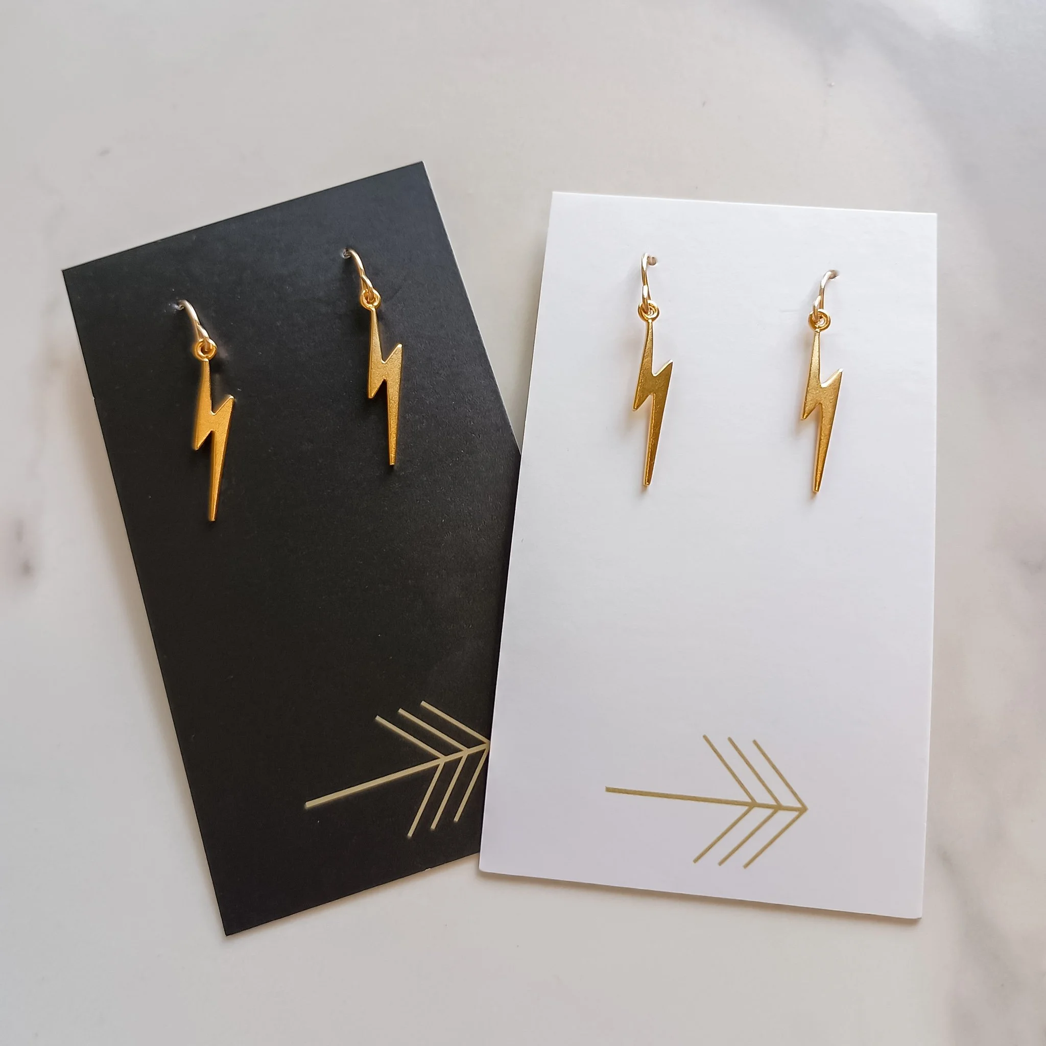 Gold Lightening Bolt Earrings