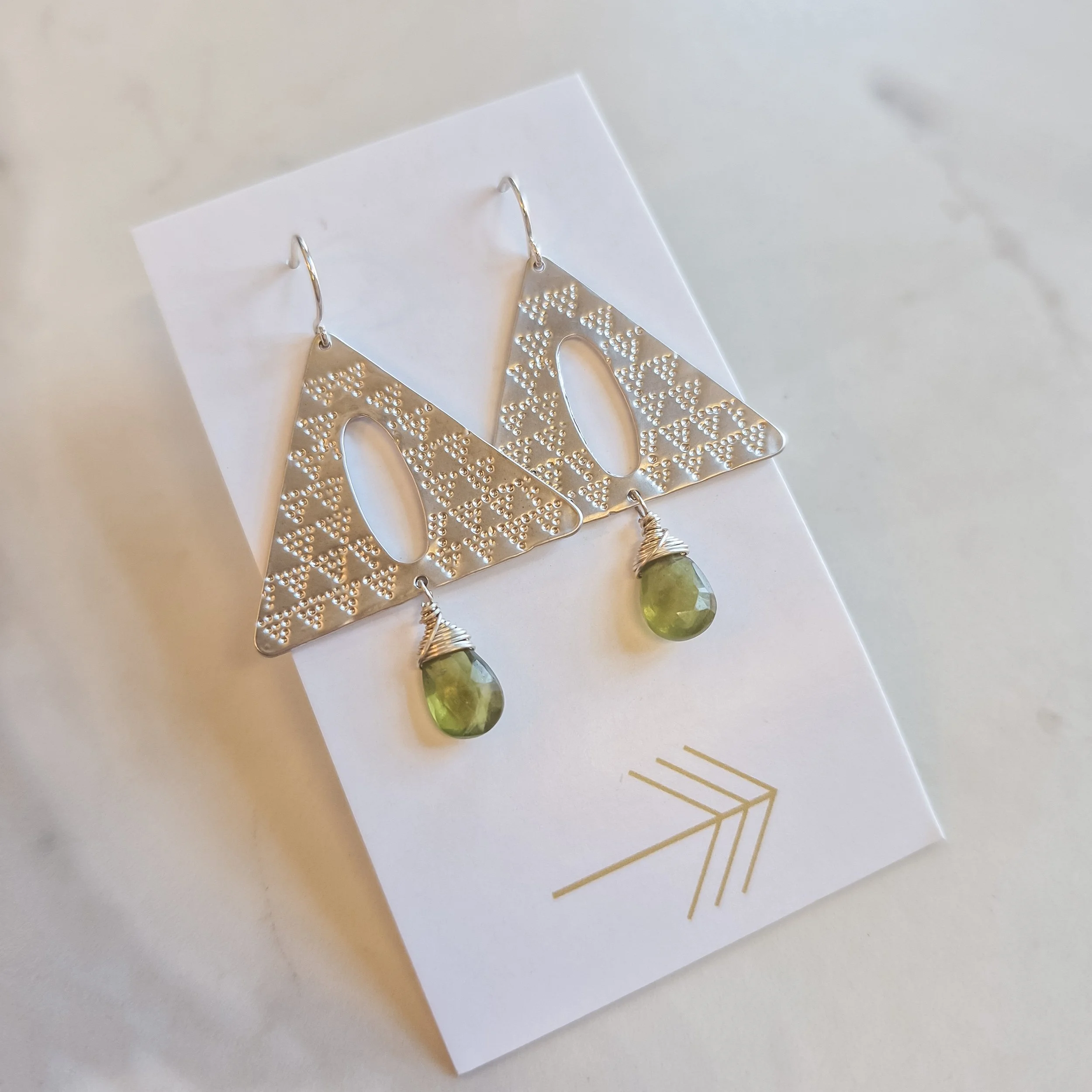 Silver Aztec Triangle Earrings