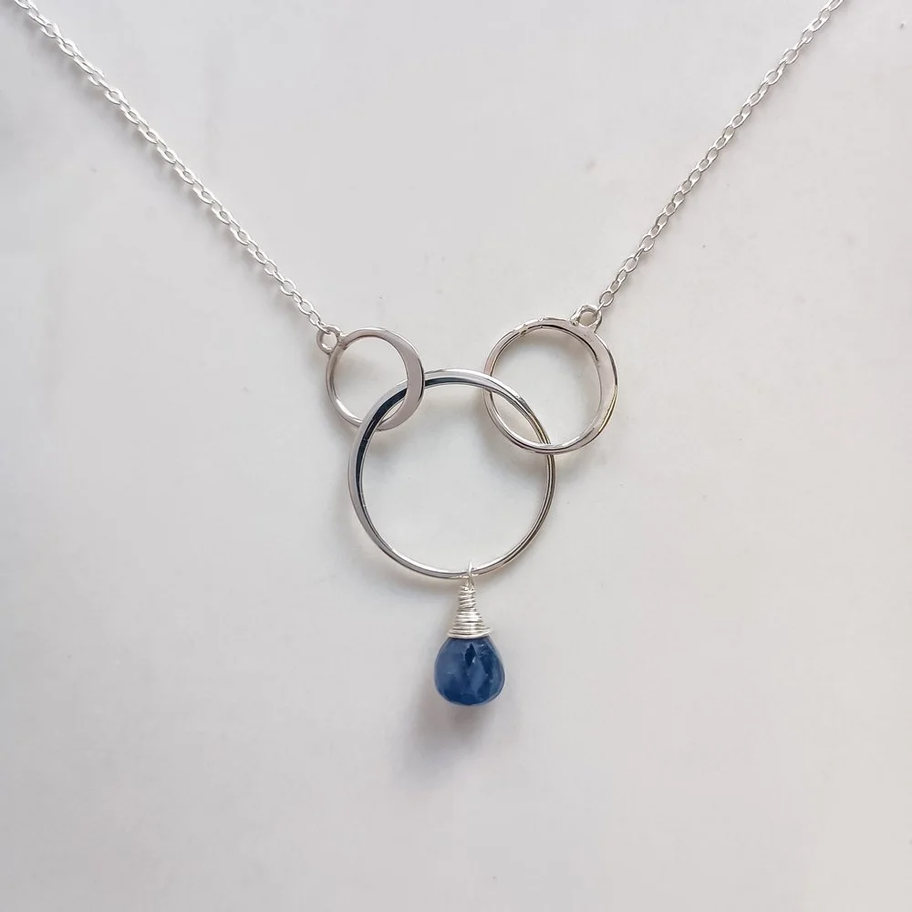 Myanmar Blue Sapphire Triple Hoop Necklace