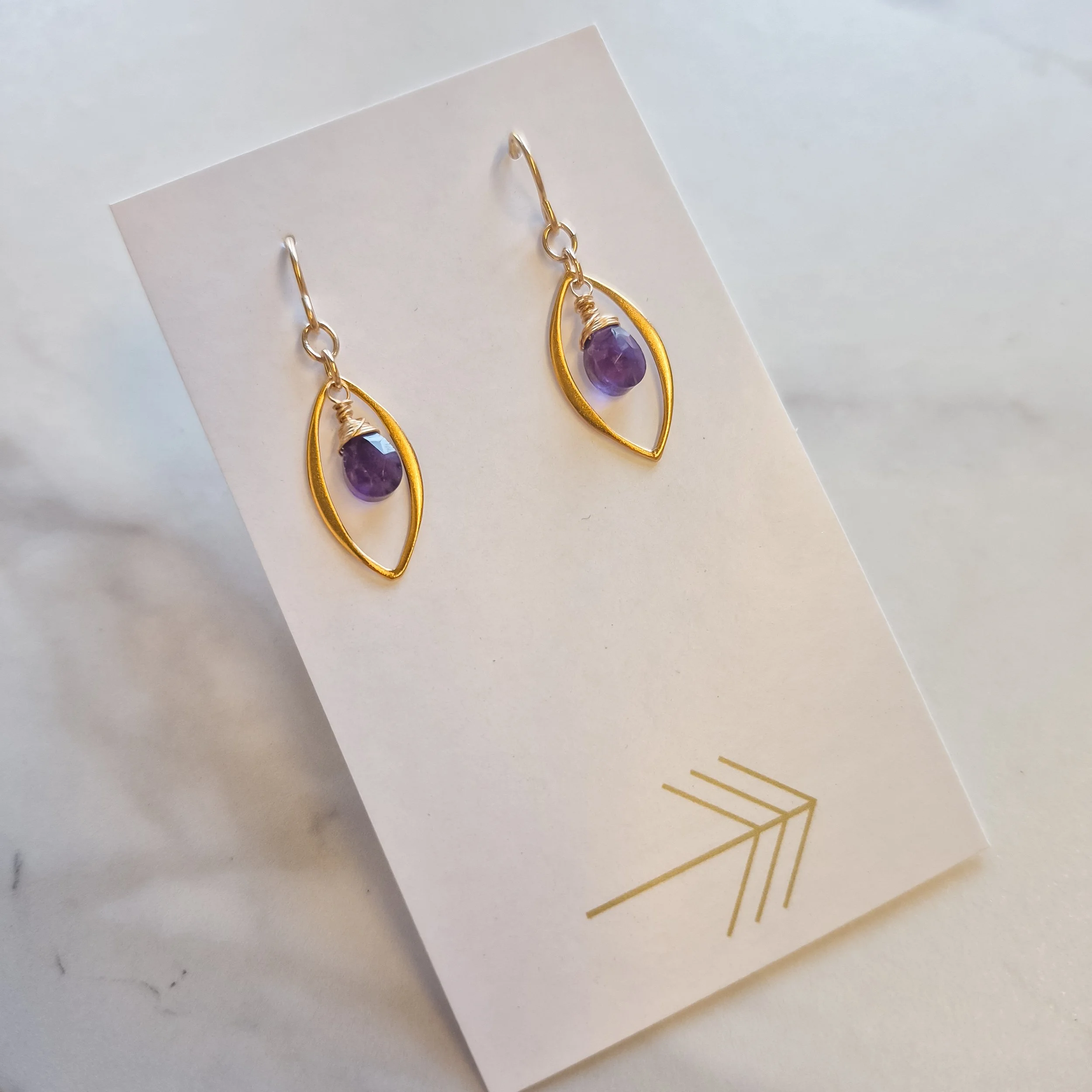 Gold Marquis Gemstone Earrings (Small)