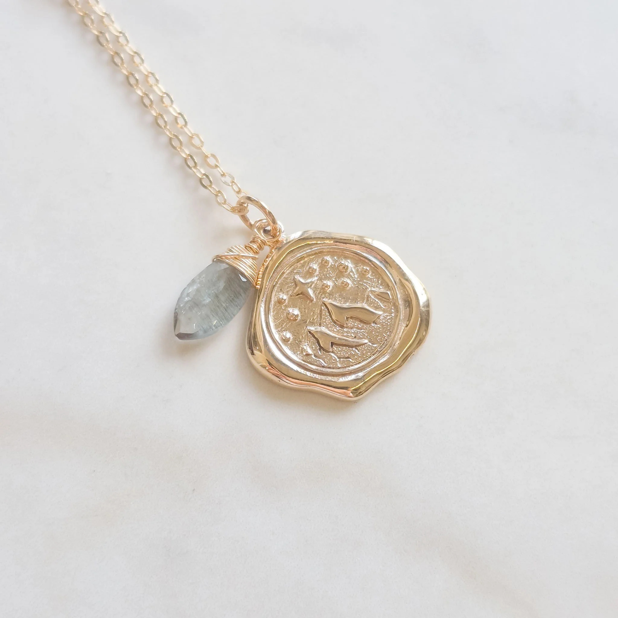 Mountains Wax Seal Charm Necklace (Bronze)