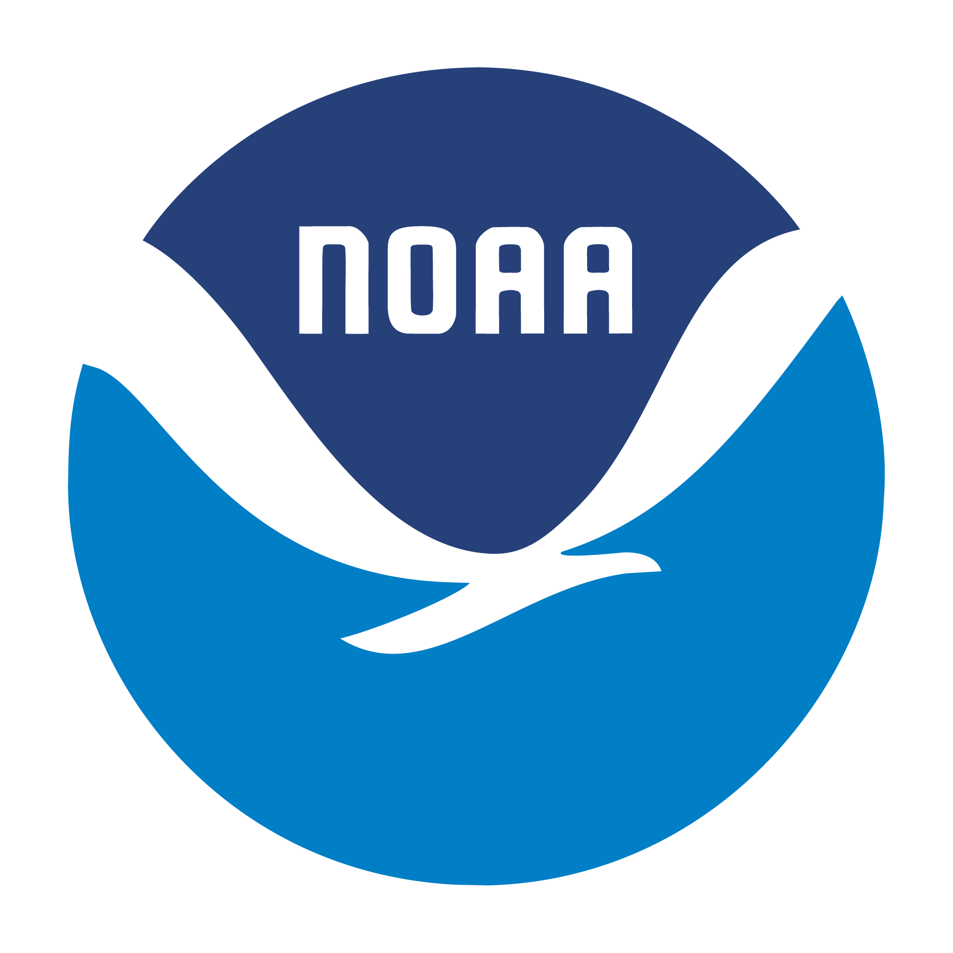 Noaa logo with a stylized blue and black design.