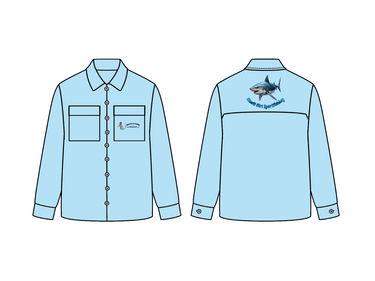 Nauti Girl Short Sleeve Men's Button Up Captain Shirt (Blue)