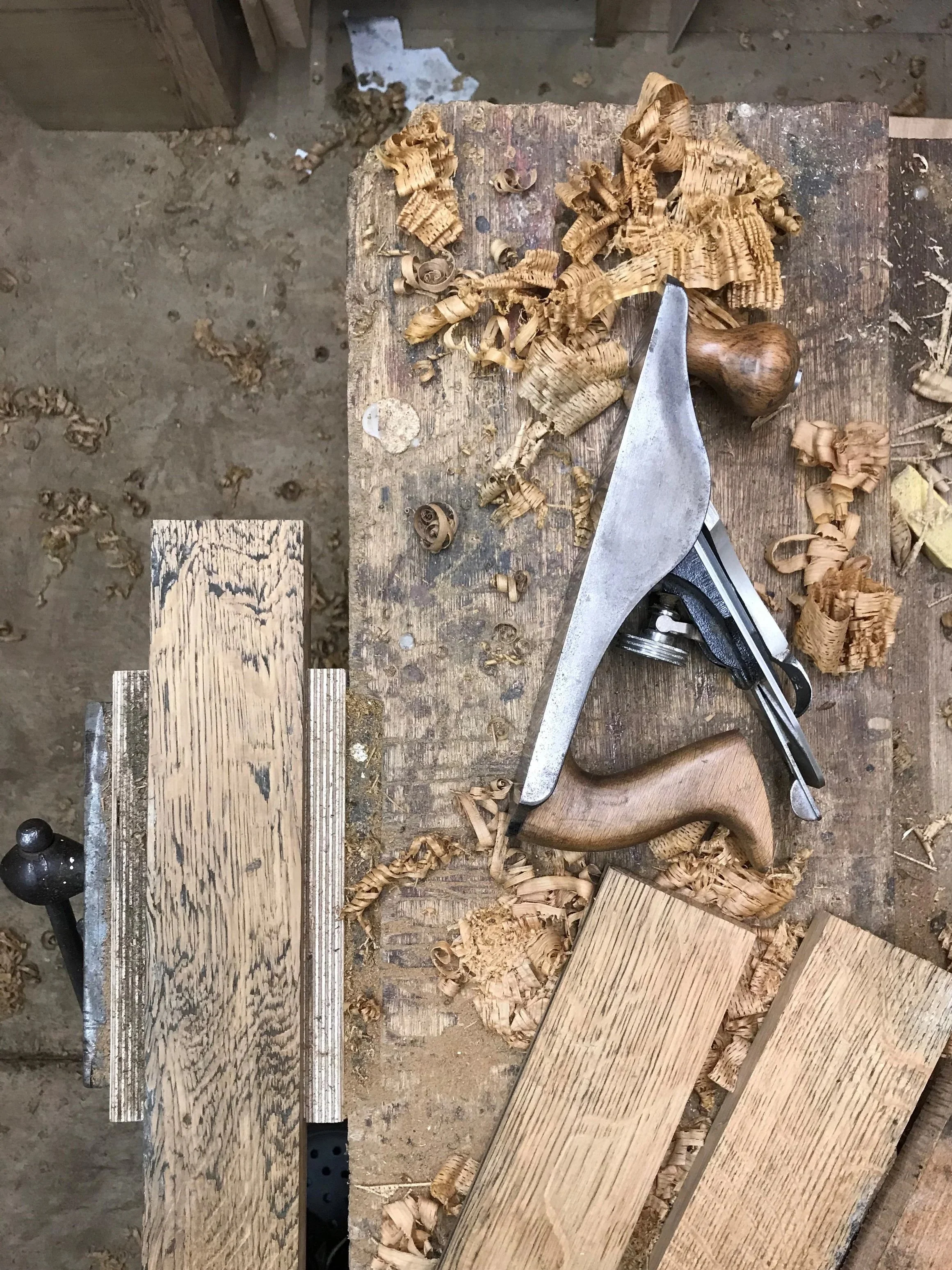 Hand plane wood shavings