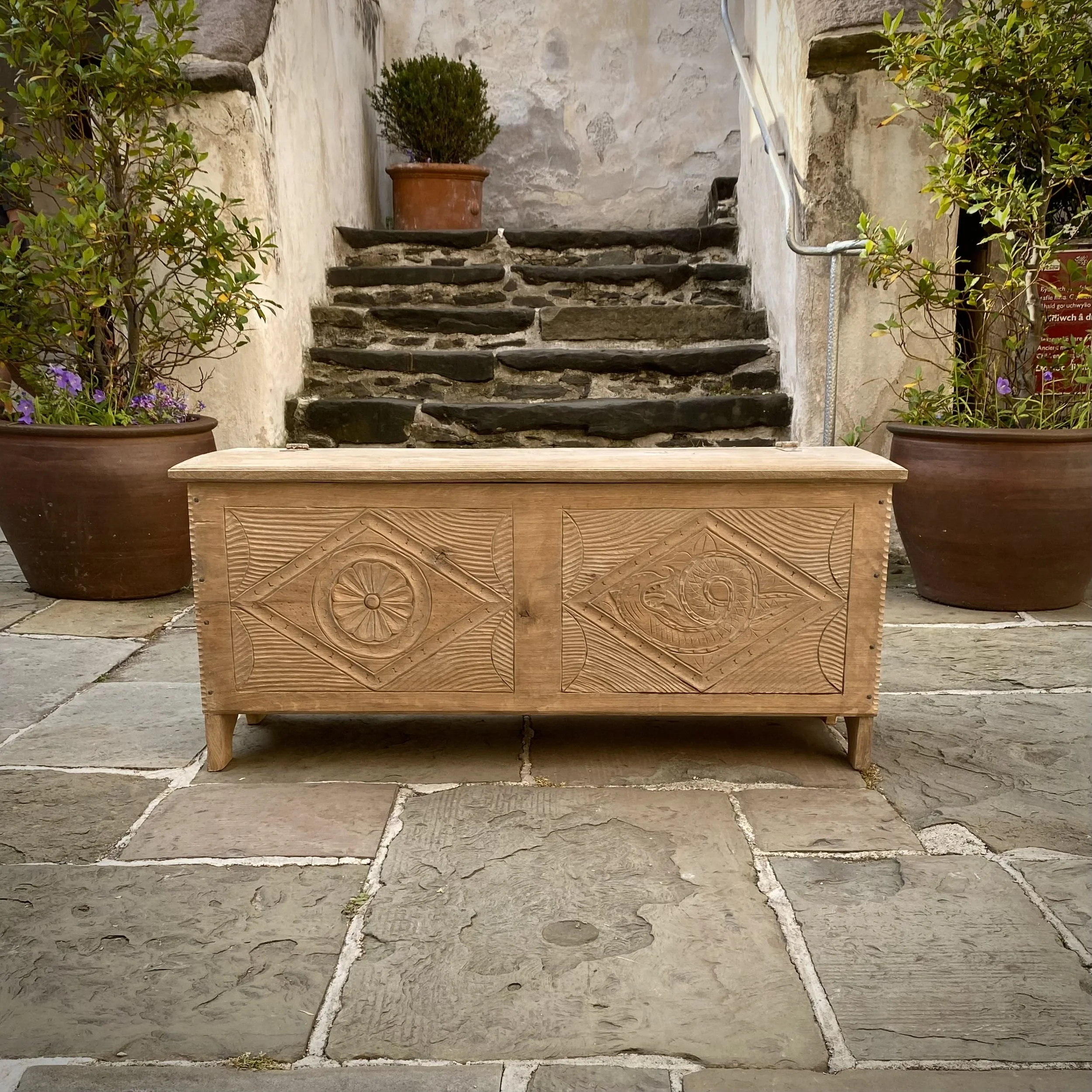 Hand carved bedding box