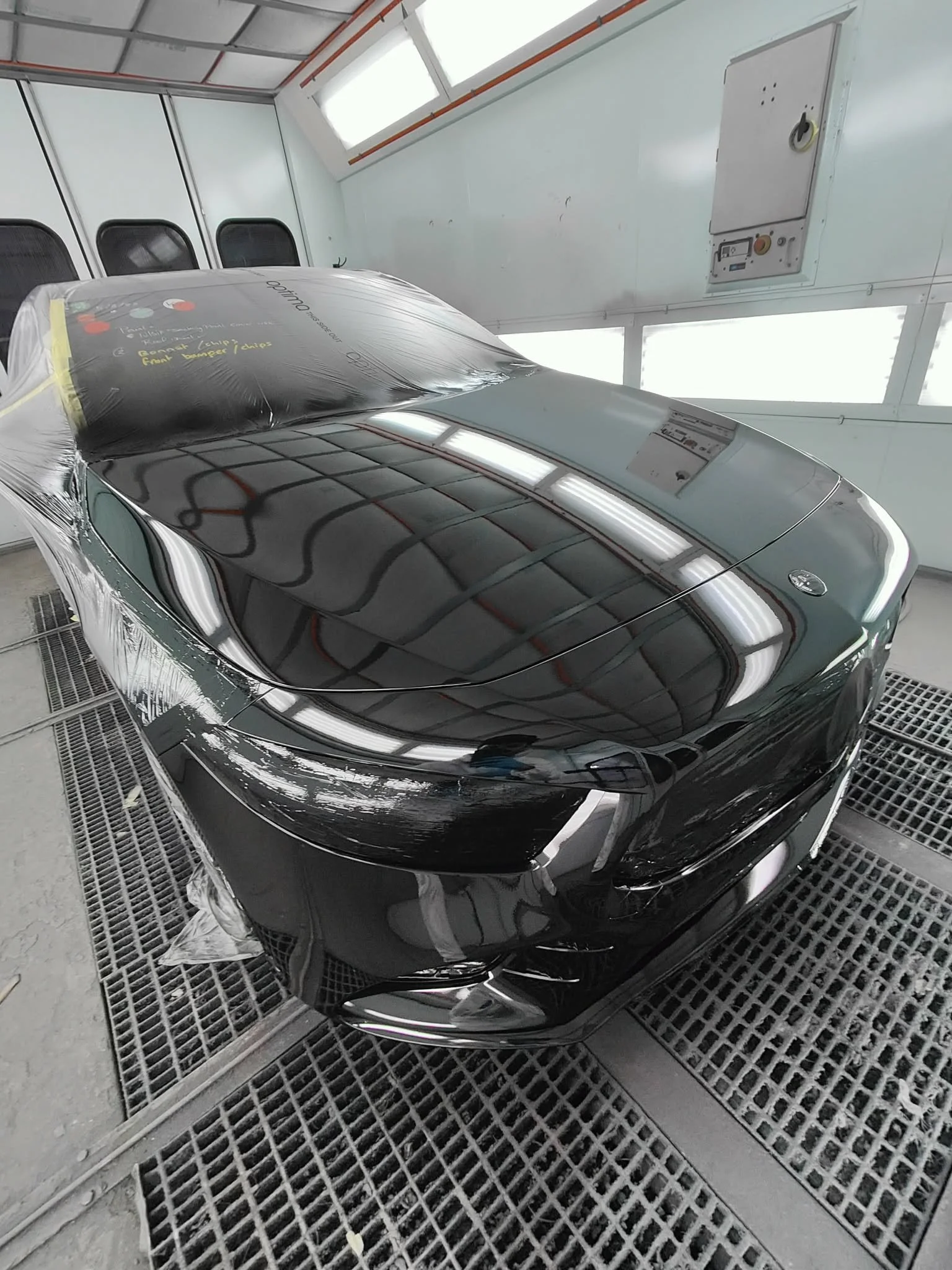 Mercedes Benz in paint booth