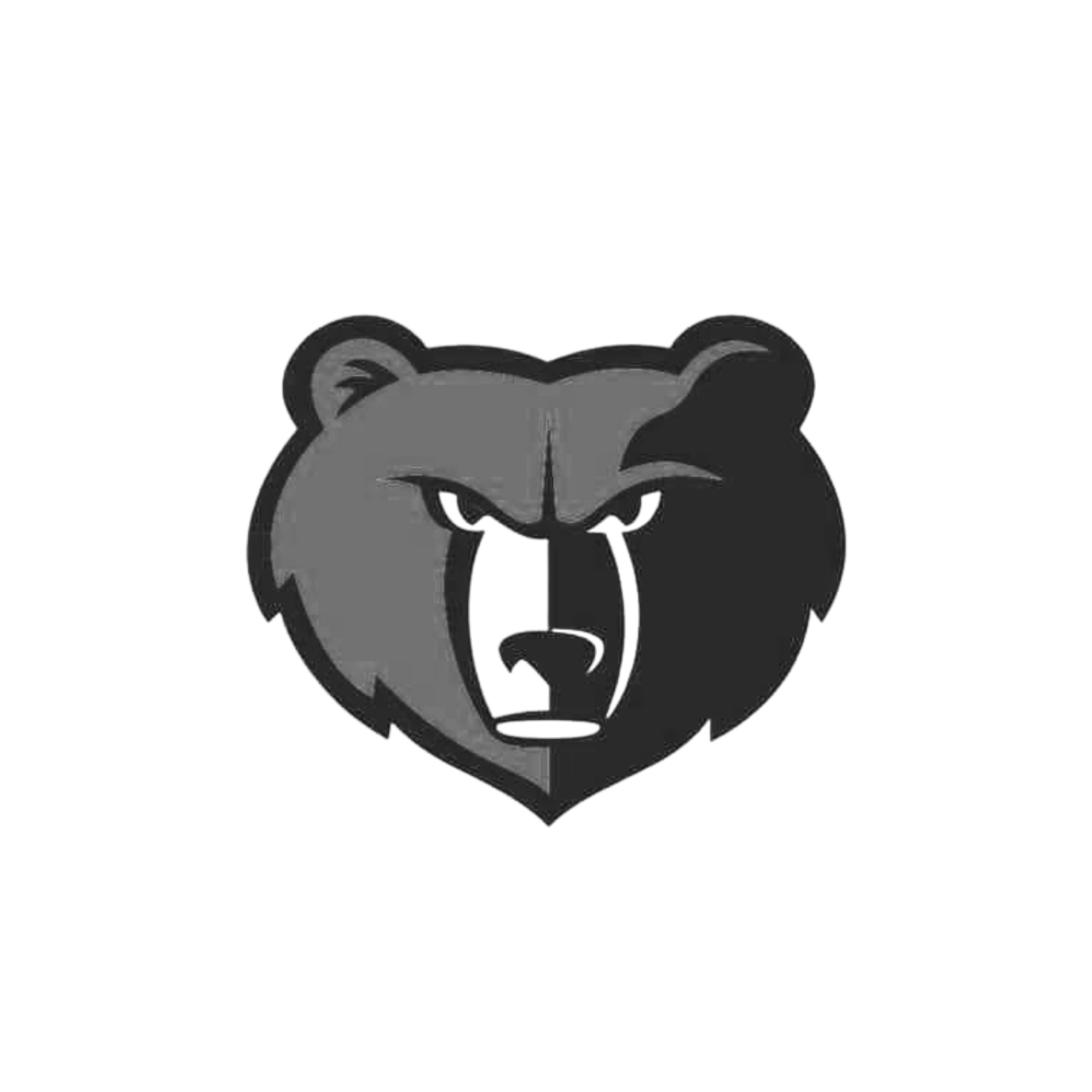Black and white illustration of a bear's face with a smiling expression, wearing a bow tie.