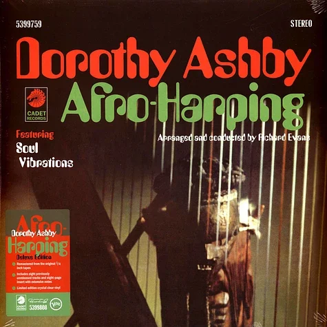 Album cover for Dorothy Ashby with Afro-Harping, featuring an image of a harp and musician with colorful text.