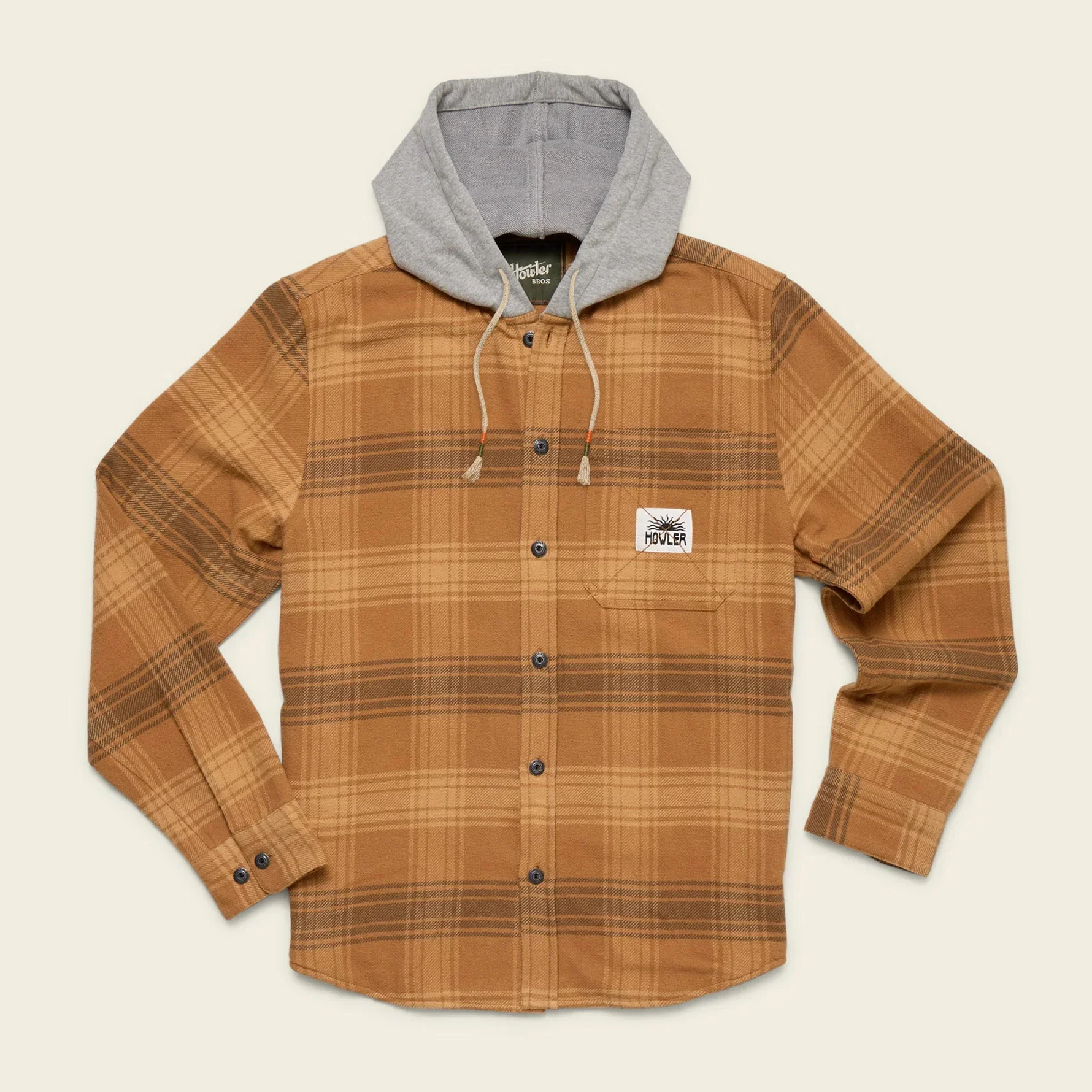 Knit Flannel Shirt with Hood
