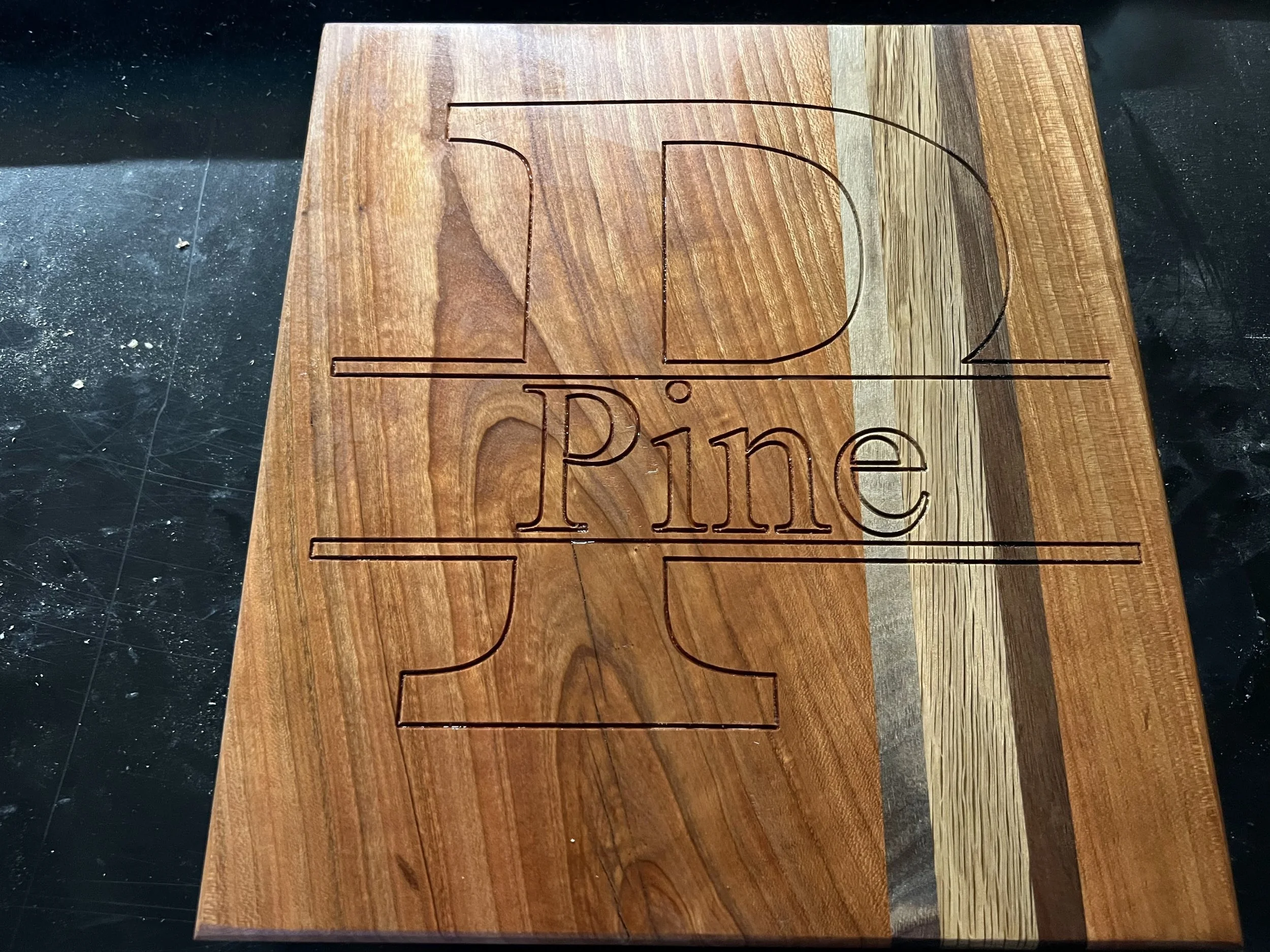 Split Monogram V-carve Cutting Board