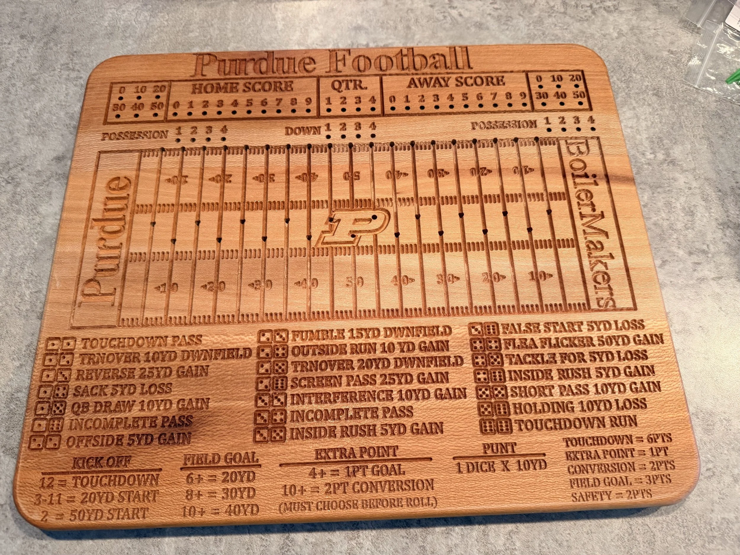 Purdue Football dice game