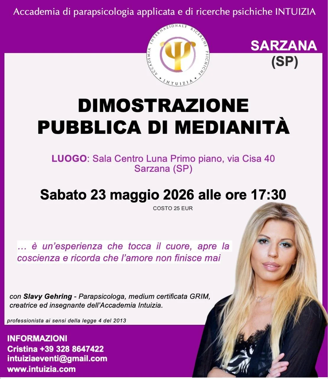 Dimostrazione Pubblica di Medianità - di Slavy Gehring dell'Accademia INTUIZIA