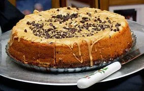 PEANUT BUTTER CHOCOLATE CHIP CHEESECAKE A creamy peanut butter cheesecake with mini chocolate chips swirled throughout in a chocolate graham crust. One of Jim’s favorites!