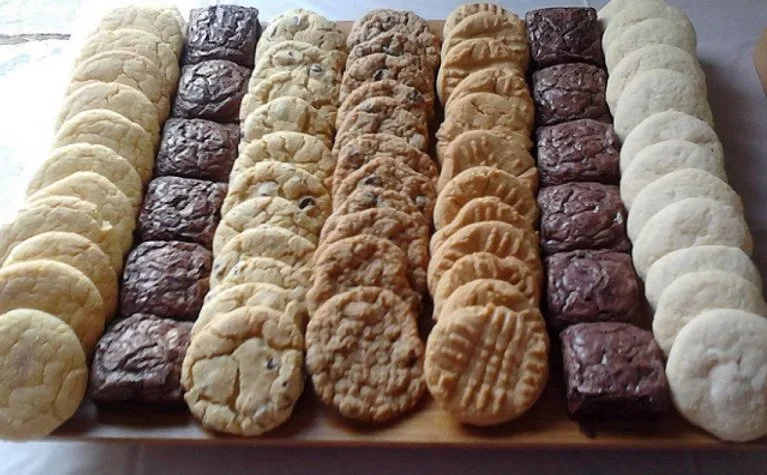 COOKIES Choose your favorite flavors - Almond Joy, amaretto oatmeal, chocolate chip, cinnamon roll, funfetti, lemon, oatmeal raisin, peanut butter sandwich, rave (pretzels, toffee, milk chocolate chips, semisweet chocolate chips), sugar, thumbprint, 