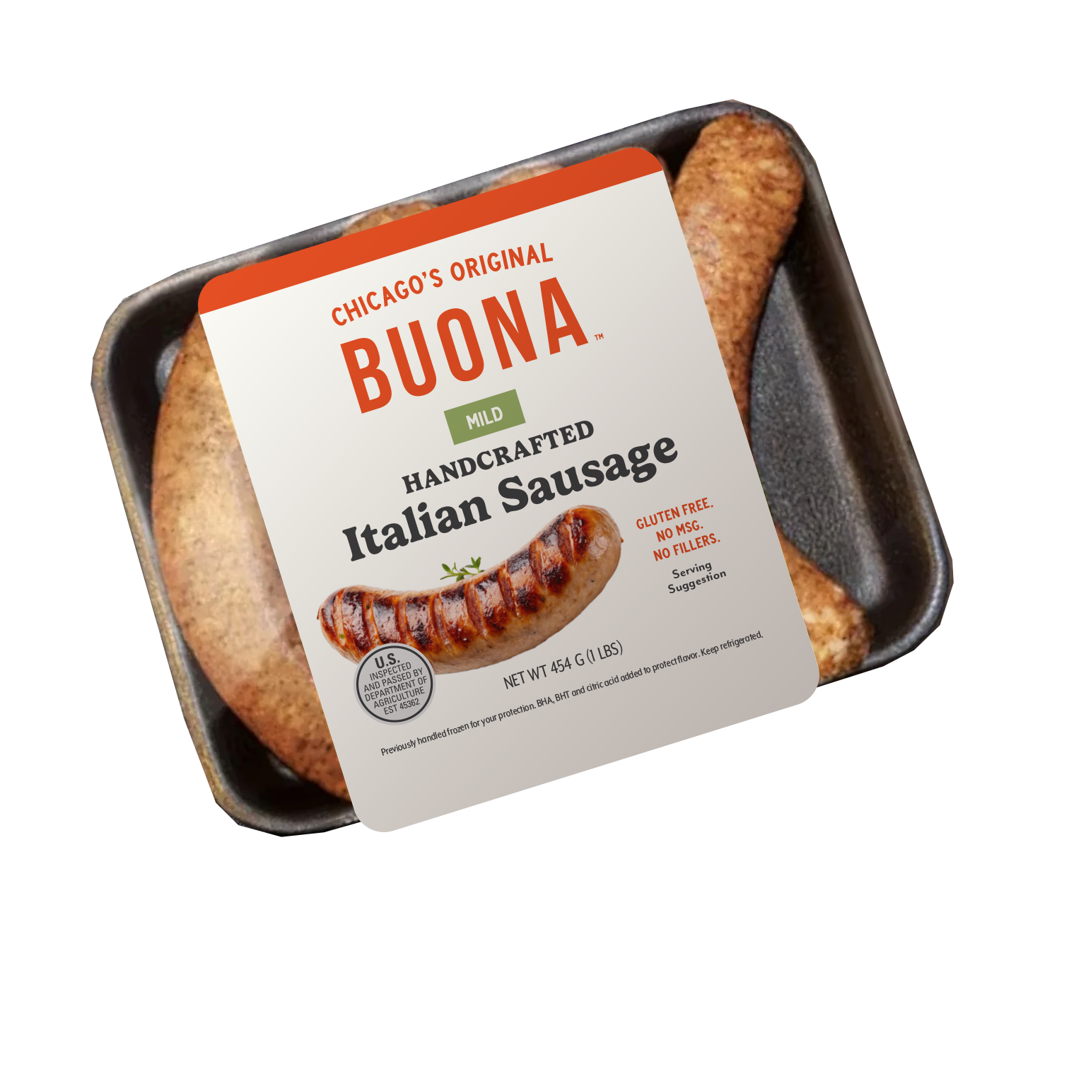 buona sausage MILD tray packaging label design mockup.png
